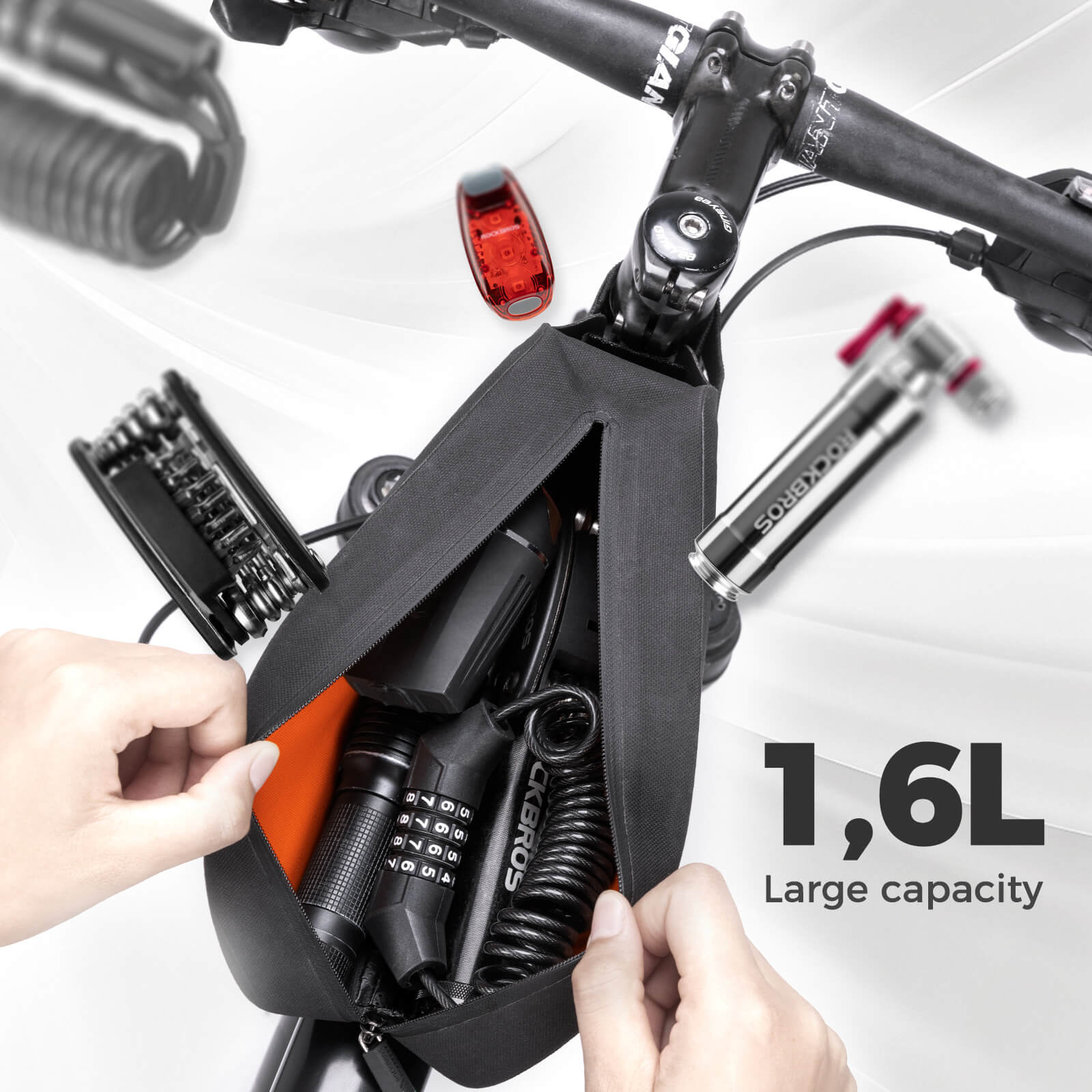 ROCKBROS 100% Waterproof Bike Frame Bag With Upgraded Seamless Zipper - Image 5