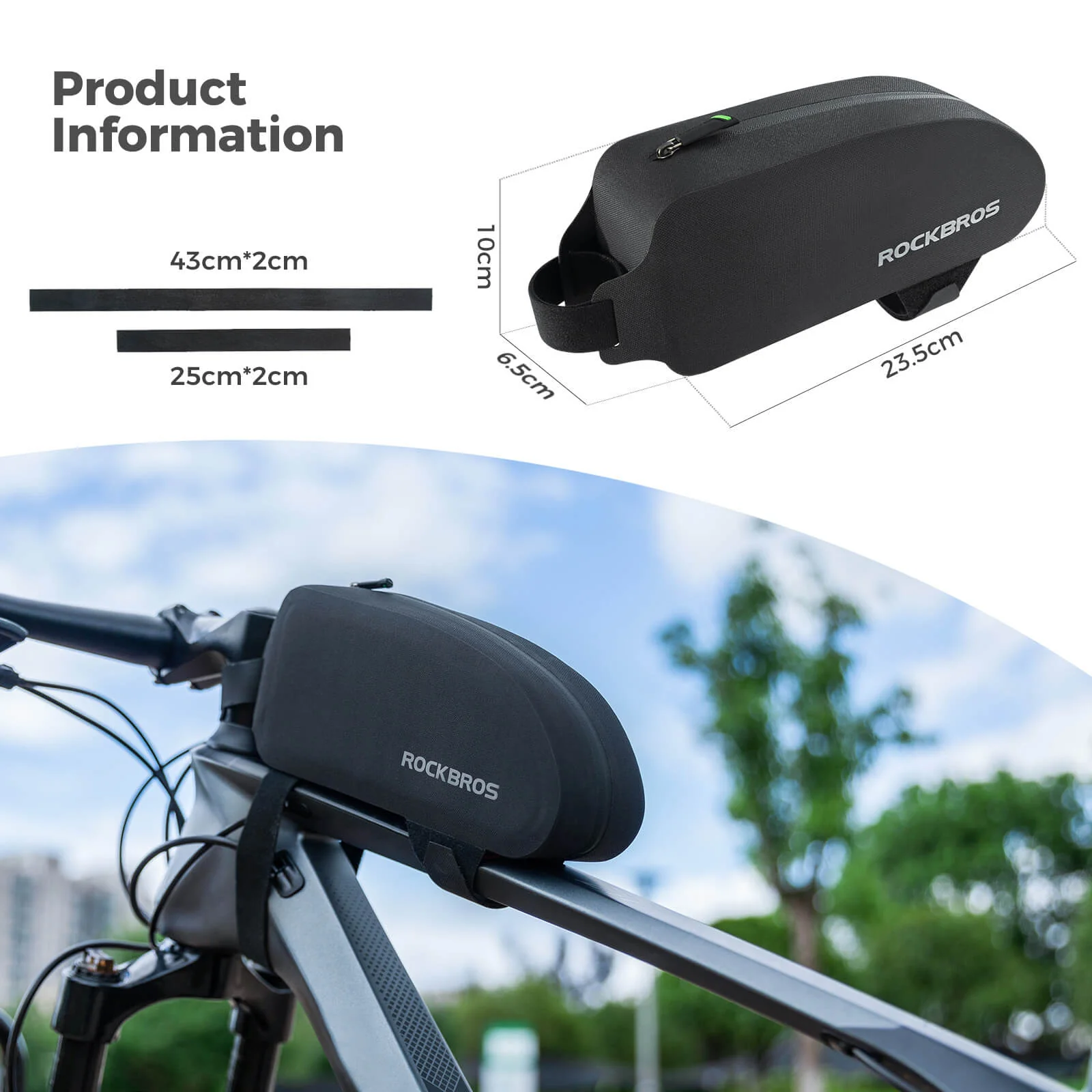 ROCKBROS 100% Waterproof Bike Frame Bag With Upgraded Seamless Zipper - Image 9
