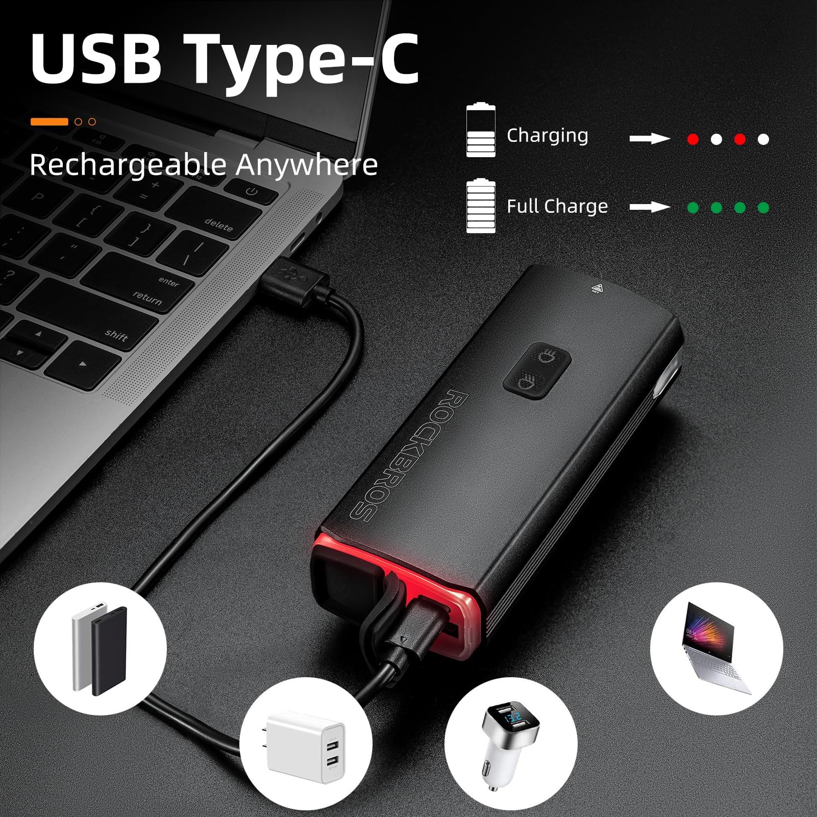 ROCKBROS 3000 Lumens Bike Front Light & 10000mAh USB Rechargeable Power Bank - Image 4