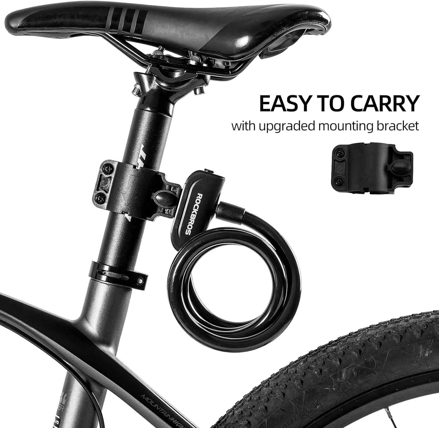 3ft Bike Cable Lock - Secure Lightweight with Mounting Bracket - Image 3