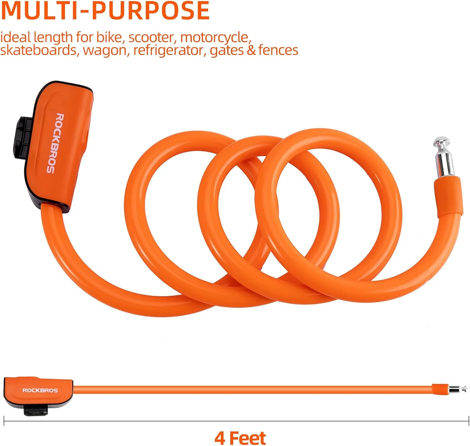 3ft Bike Cable Lock - Secure Lightweight with Mounting Bracket - Image 8