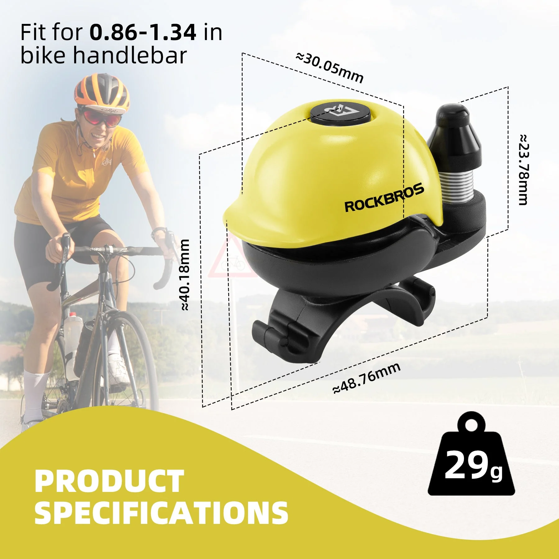 ROCKBROS Bike Bell Aluminum Alloy Helmet-Shaped 80DB - Image 2