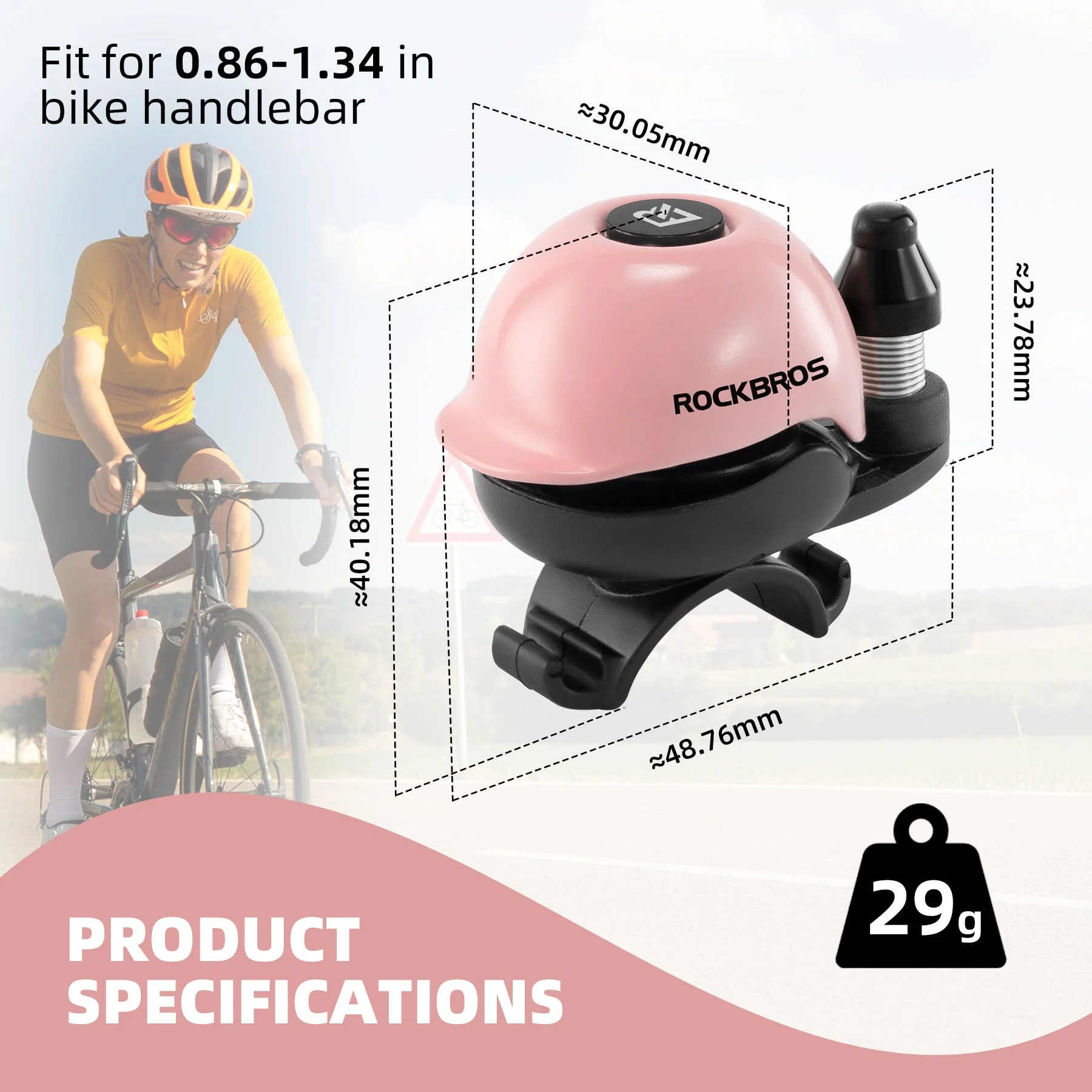 ROCKBROS Bike Bell Aluminum Alloy Helmet-Shaped 80DB - Image 4