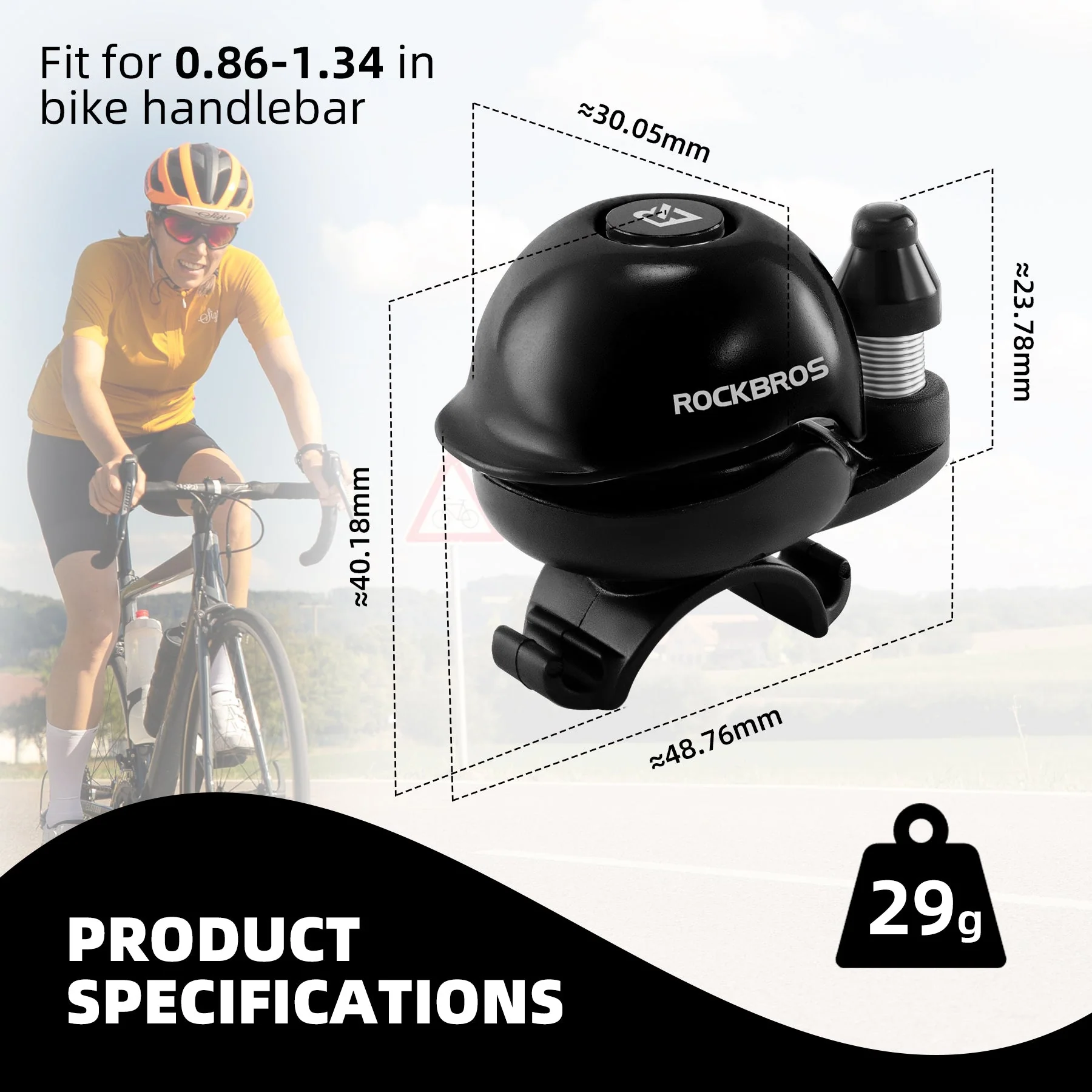 ROCKBROS Bike Bell Aluminum Alloy Helmet-Shaped 80DB - Image 6