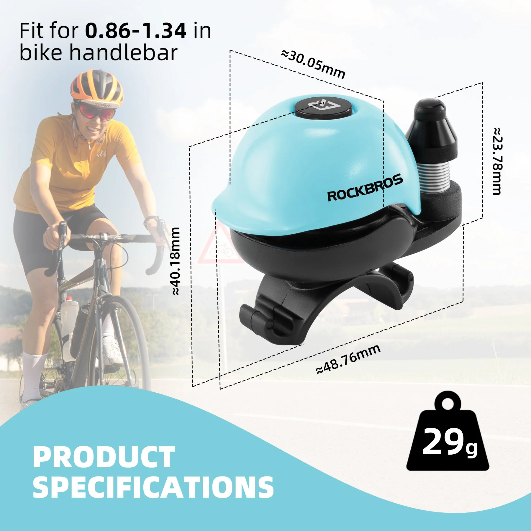 ROCKBROS Bike Bell Aluminum Alloy Helmet-Shaped 80DB - Image 8