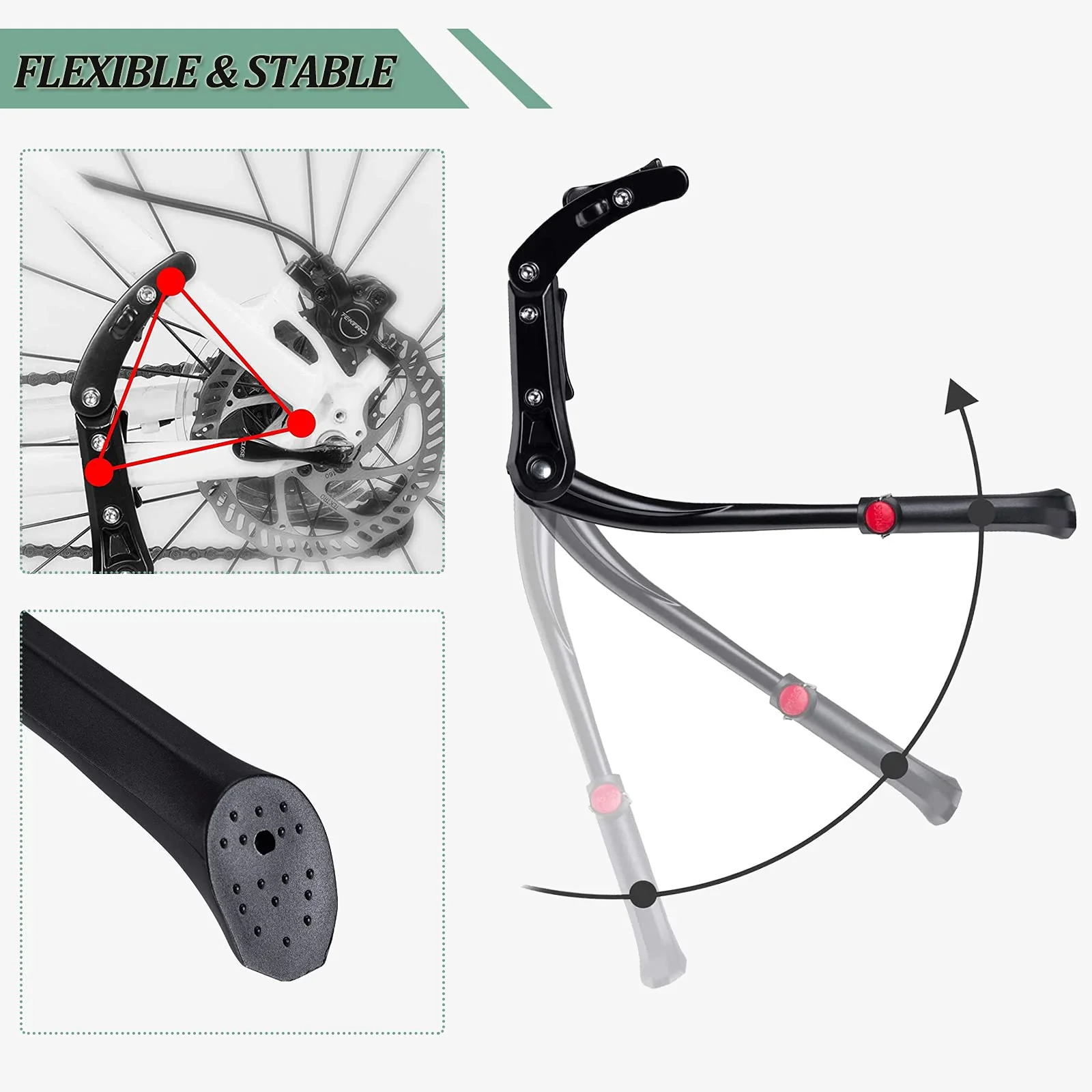 ROCKBROS Adjustable Kickstand Aluminum Alloy for 24-29 Inch Bike - Image 3