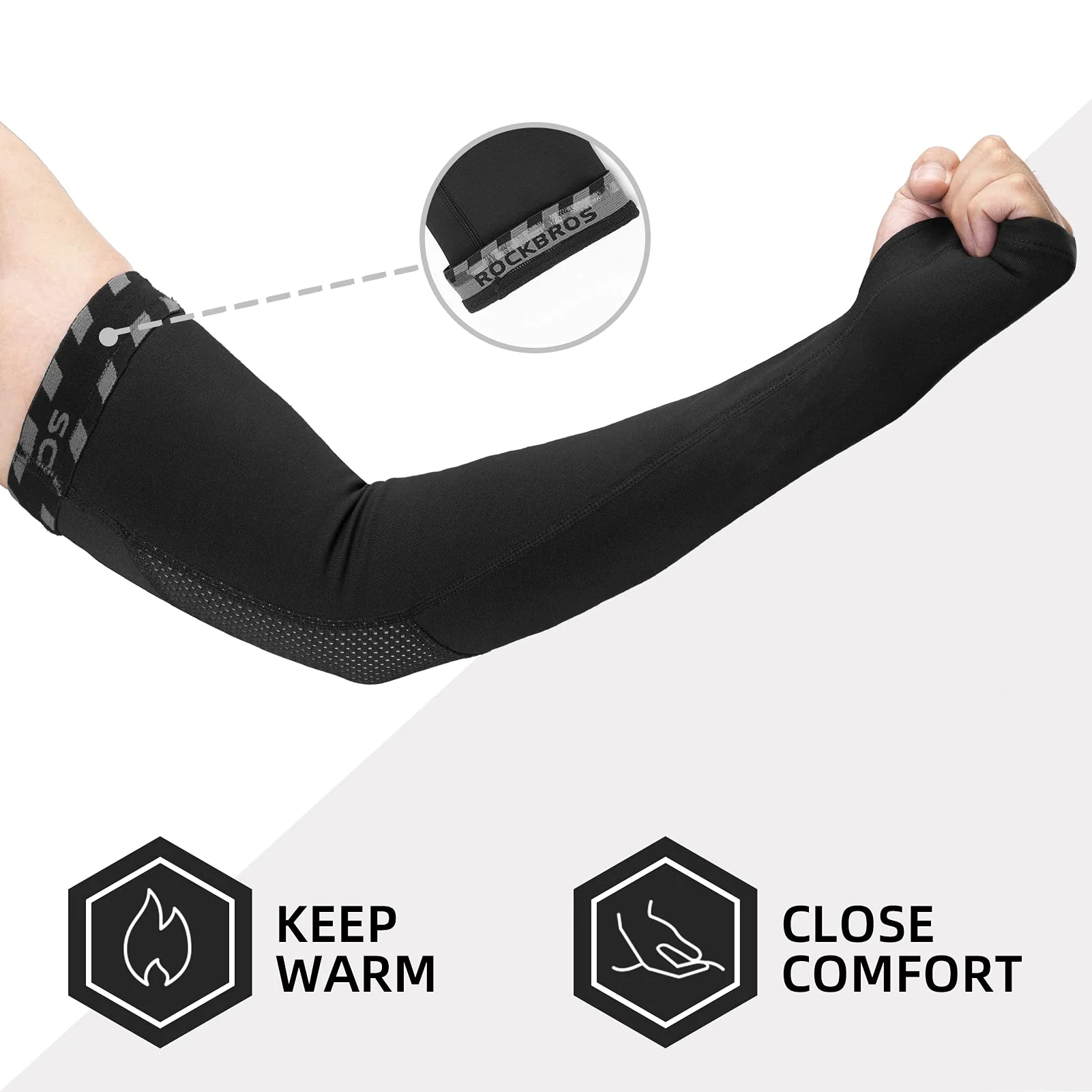 ROCKBROS Anti-slip Unisex Arm Sleeves UV Sun Protection & Windproof - Image 4