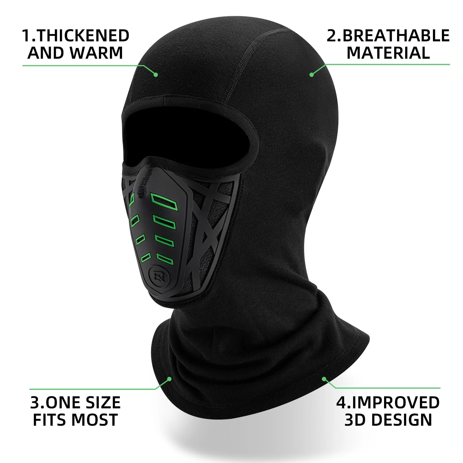 ROCKBROS Balaclava Ski Mask Thermal Windproof Balaclava Mask 3D Design - Image 2