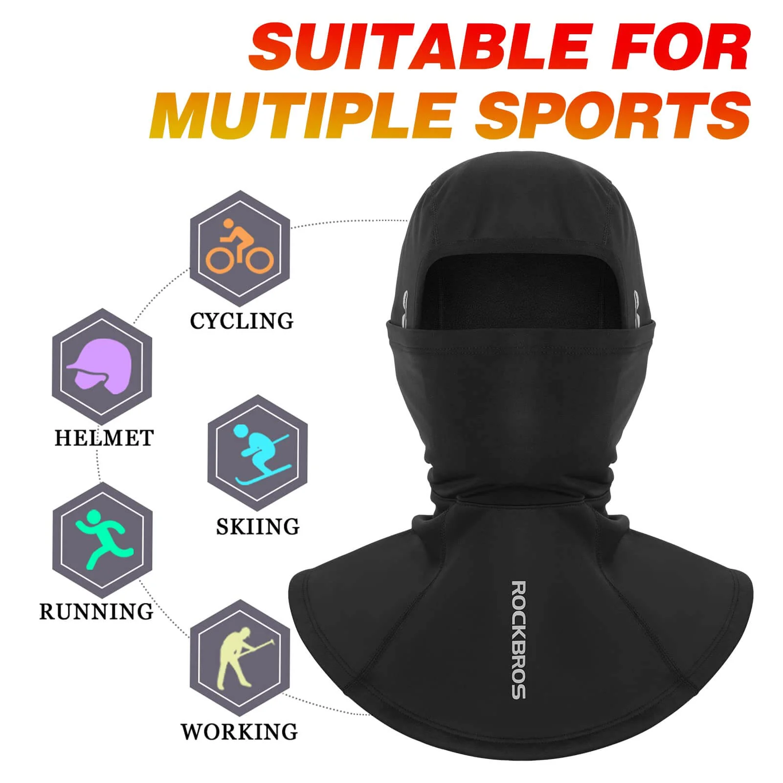 ROCKBROS Balaclava Windproof Neck Warmer with Glasses Holes - Image 2