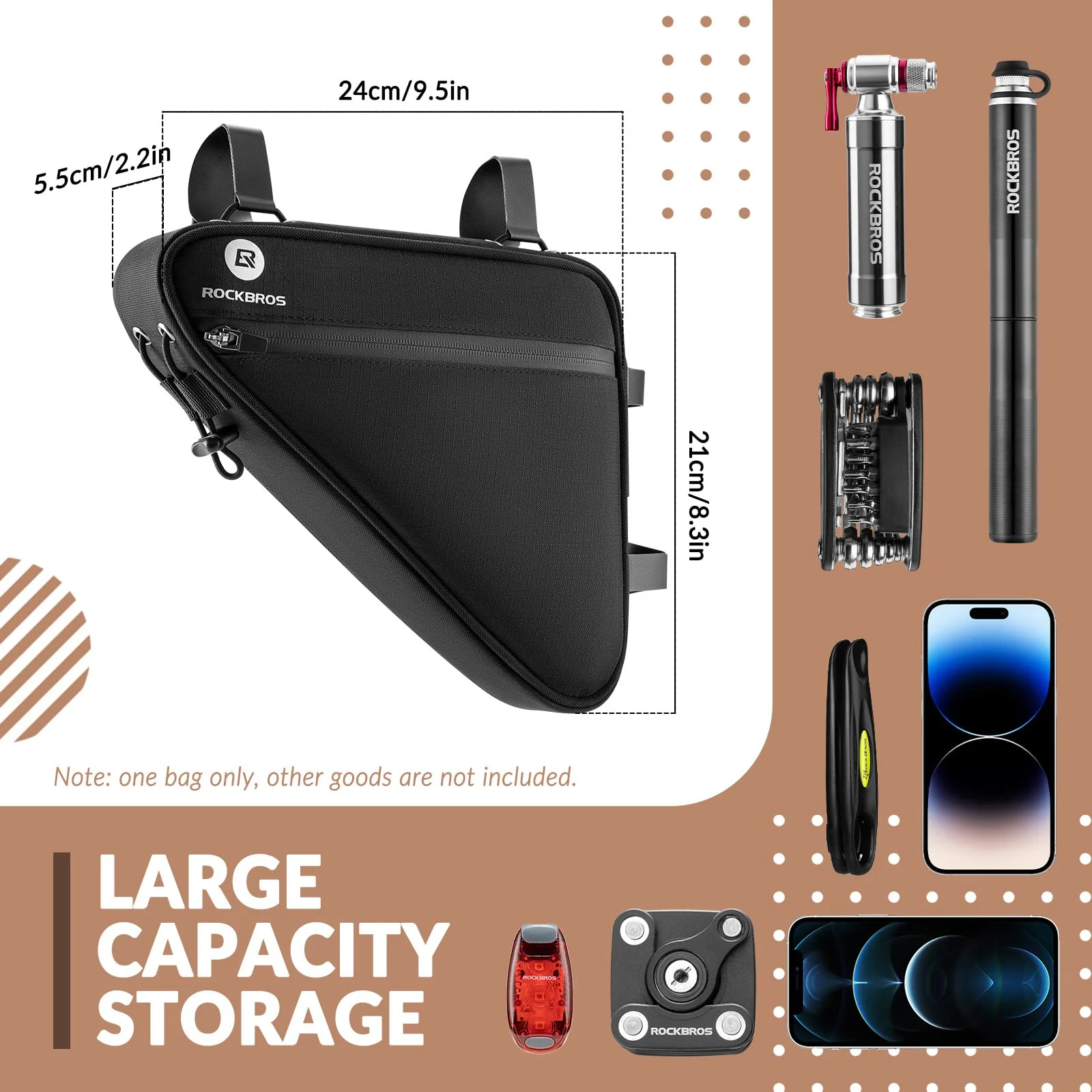 ROCKBROS Bicycle Frame Bag Waterproof Bike Triangle Frame Bag 1.5L - Image 4