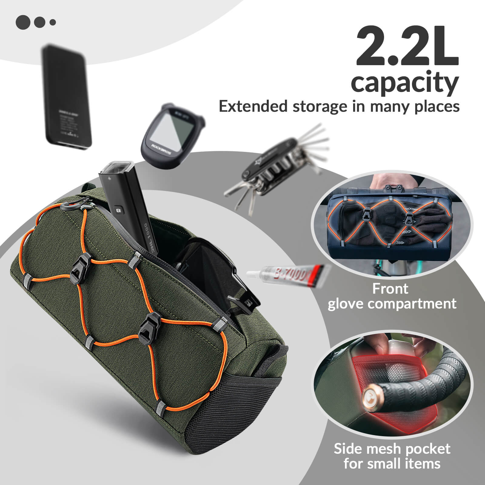 ROCKBROS Bicycle Handlebar Bag With Shoulder Strap 2.2L - Image 31