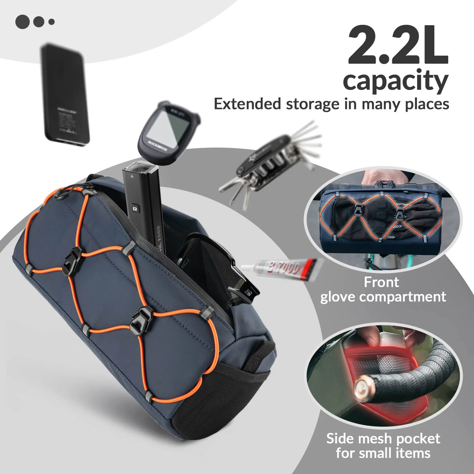 ROCKBROS Bicycle Handlebar Bag With Shoulder Strap 2.2L - Image 32