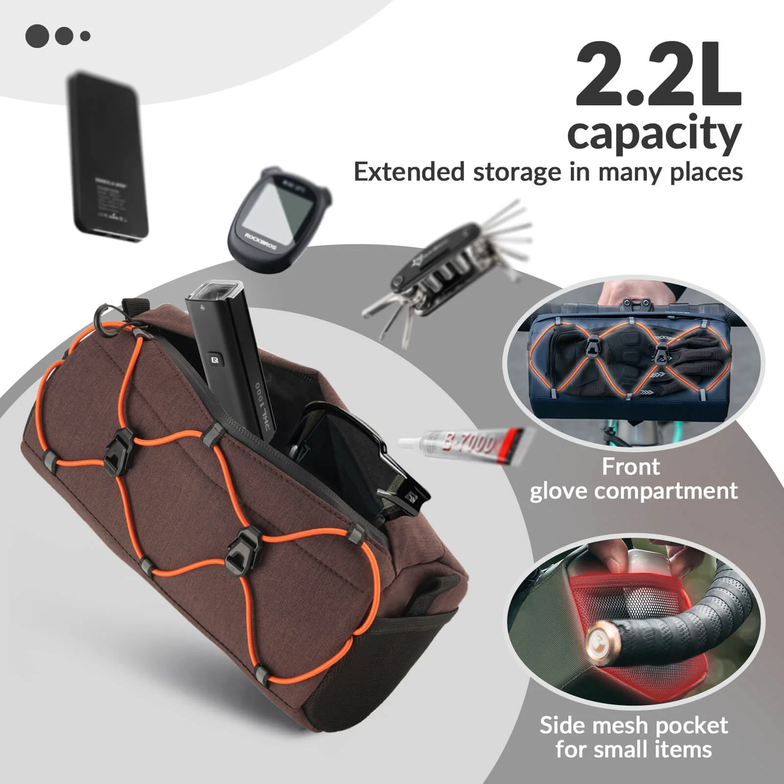 ROCKBROS Bicycle Handlebar Bag With Shoulder Strap 2.2L - Image 33