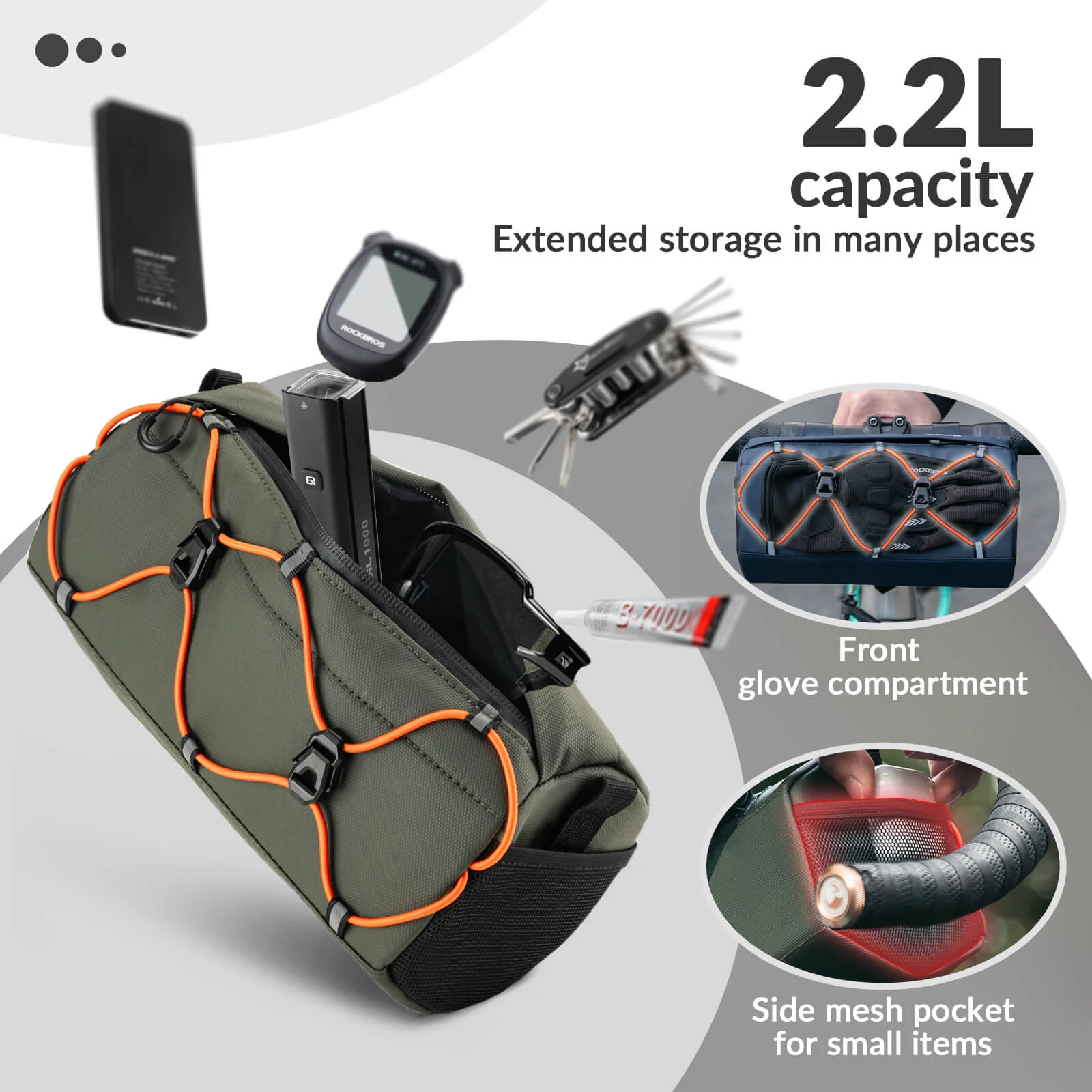 ROCKBROS Bicycle Handlebar Bag With Shoulder Strap 2.2L - Image 34