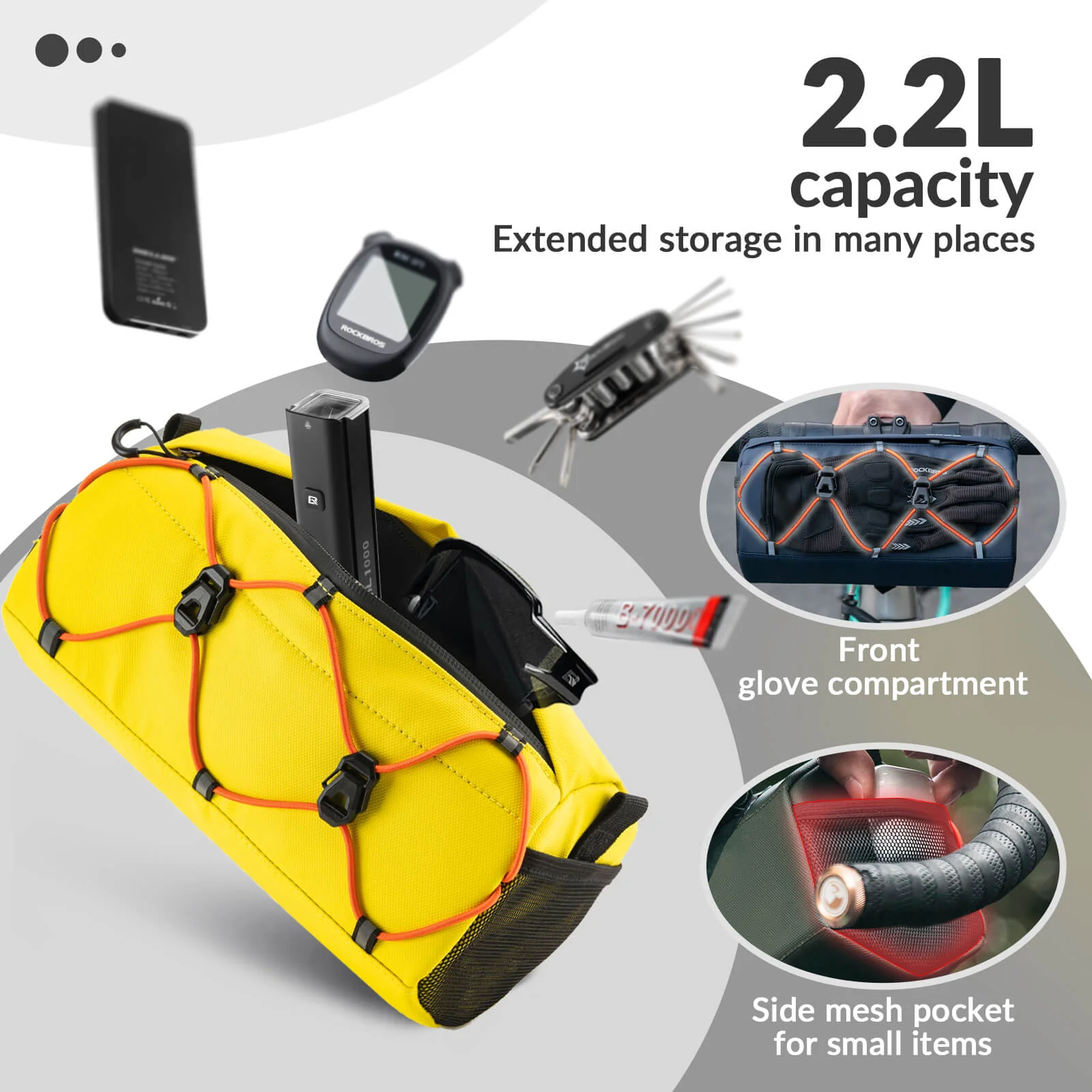 ROCKBROS Bicycle Handlebar Bag With Shoulder Strap 2.2L - Image 36