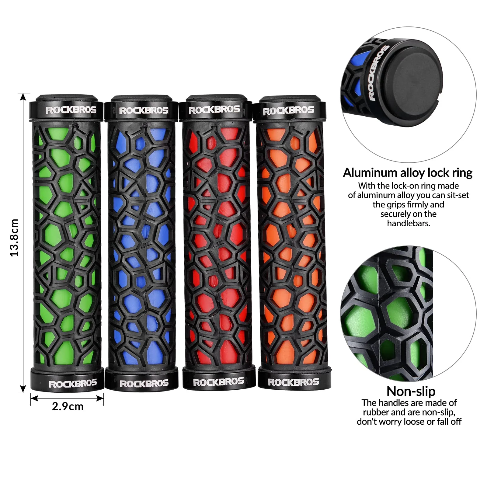 ROCKBROS Bicycle Handlebar Grips Aluminum Alloy Double Lock-on Bike Grips - Image 23