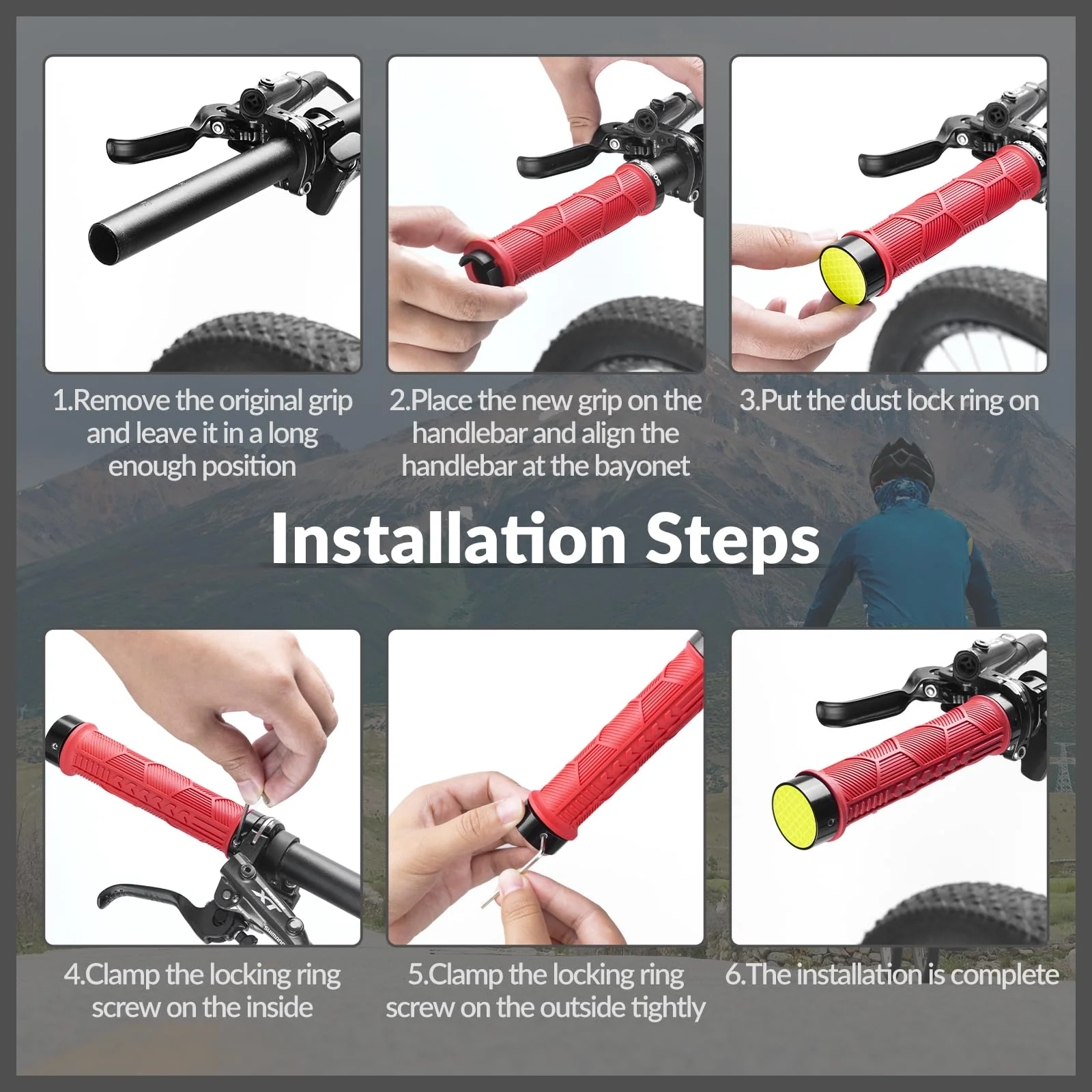 ROCKBROS Bicycle Handlebar Grips Non-slip Rubber Handlebar Grips - Image 12