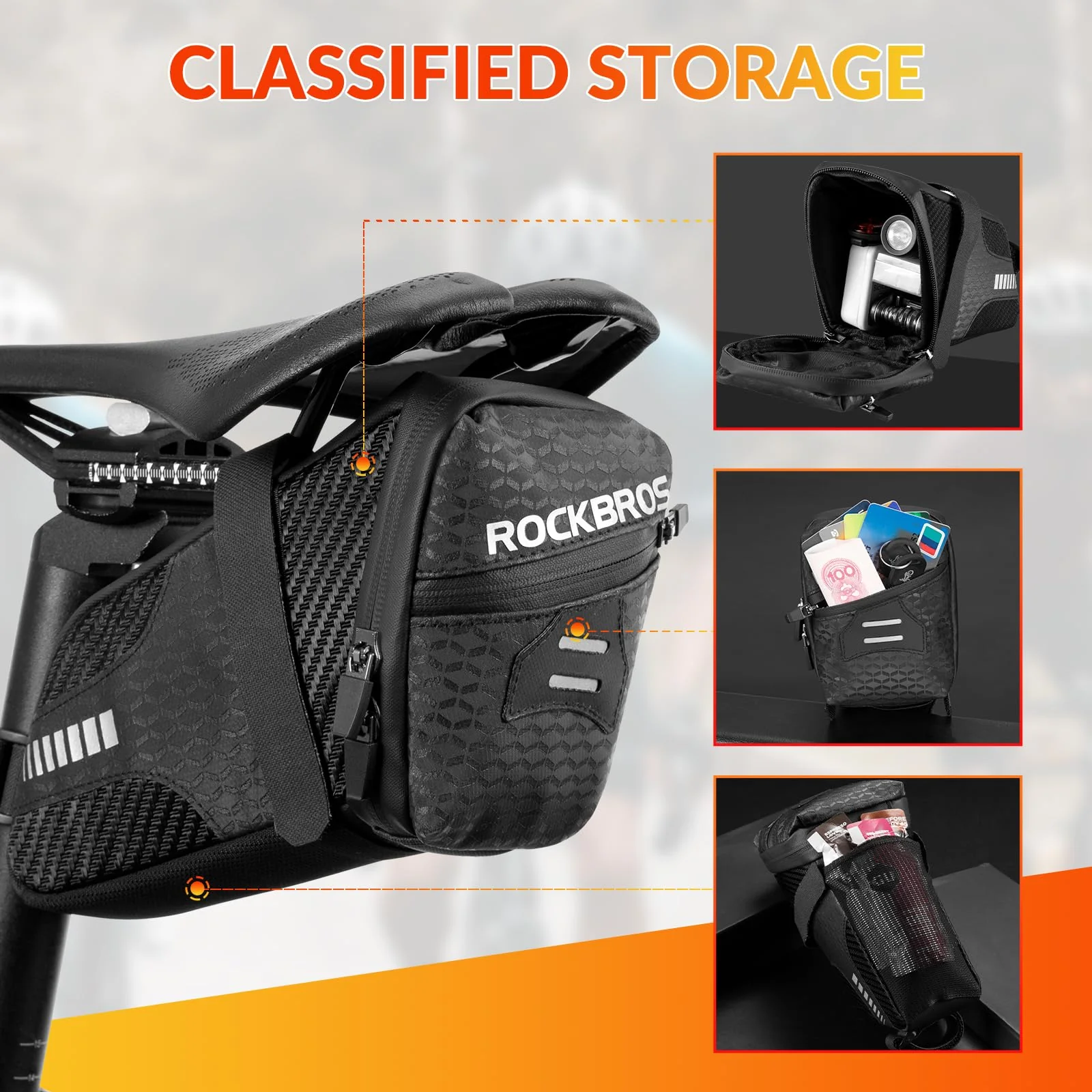 ROCKBROS Bicycle Saddle Bag Waterproof Reflective Cycling Seatpost Bag 1.5L - Image 4