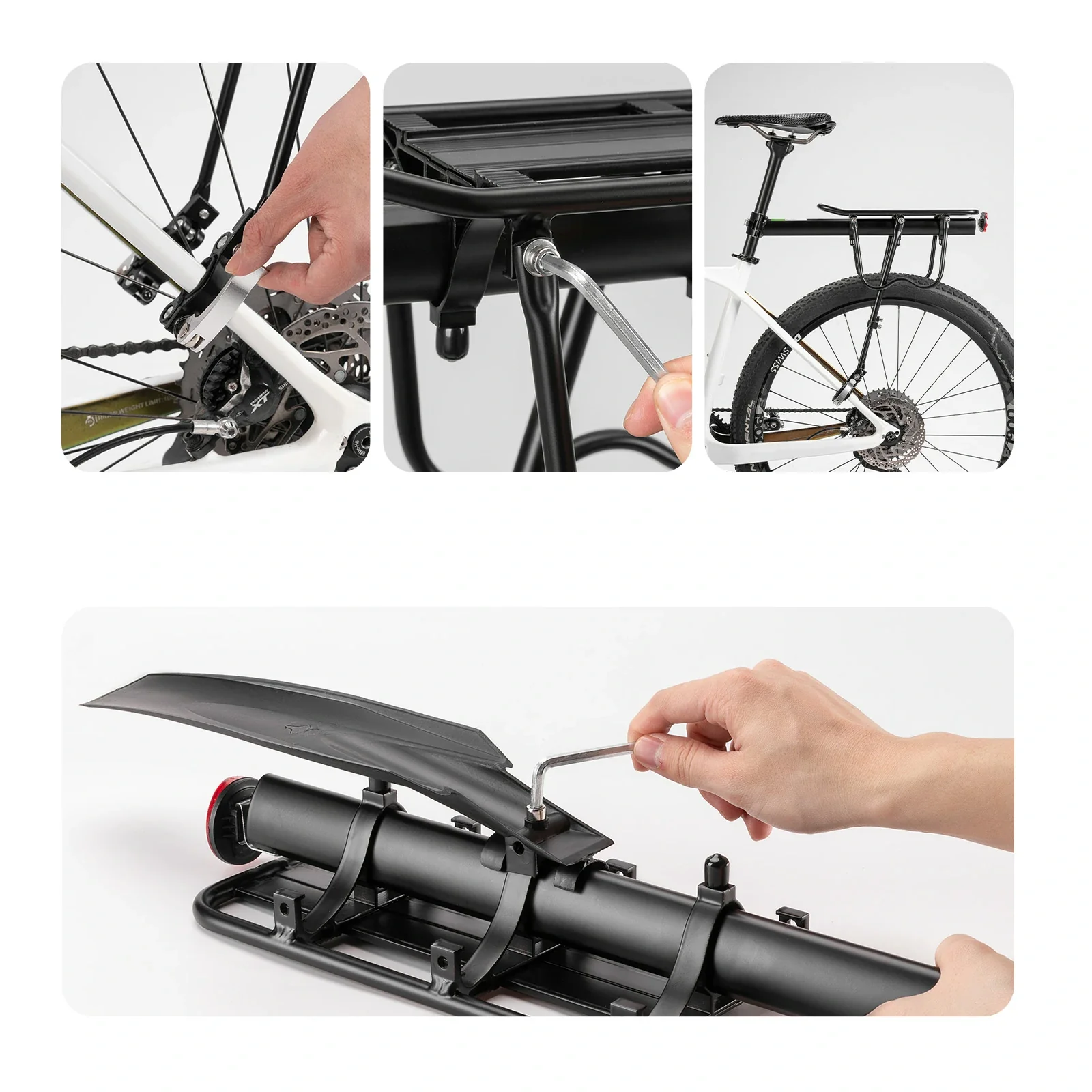 ROCKBROS Rear Pannier Bike Rack with Fender & Reflector - Image 11