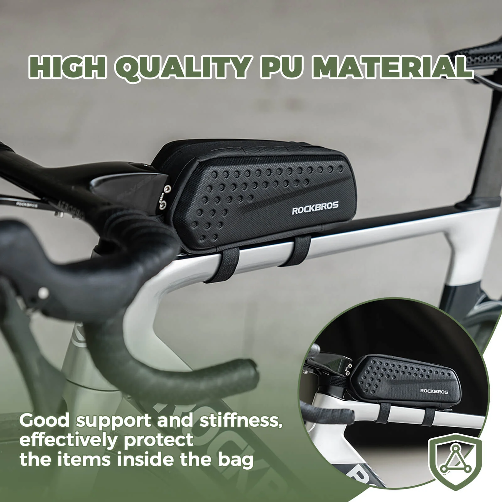 ROCKBROS Hard Shell Bike Frame Bag 1.1L Black - Image 5