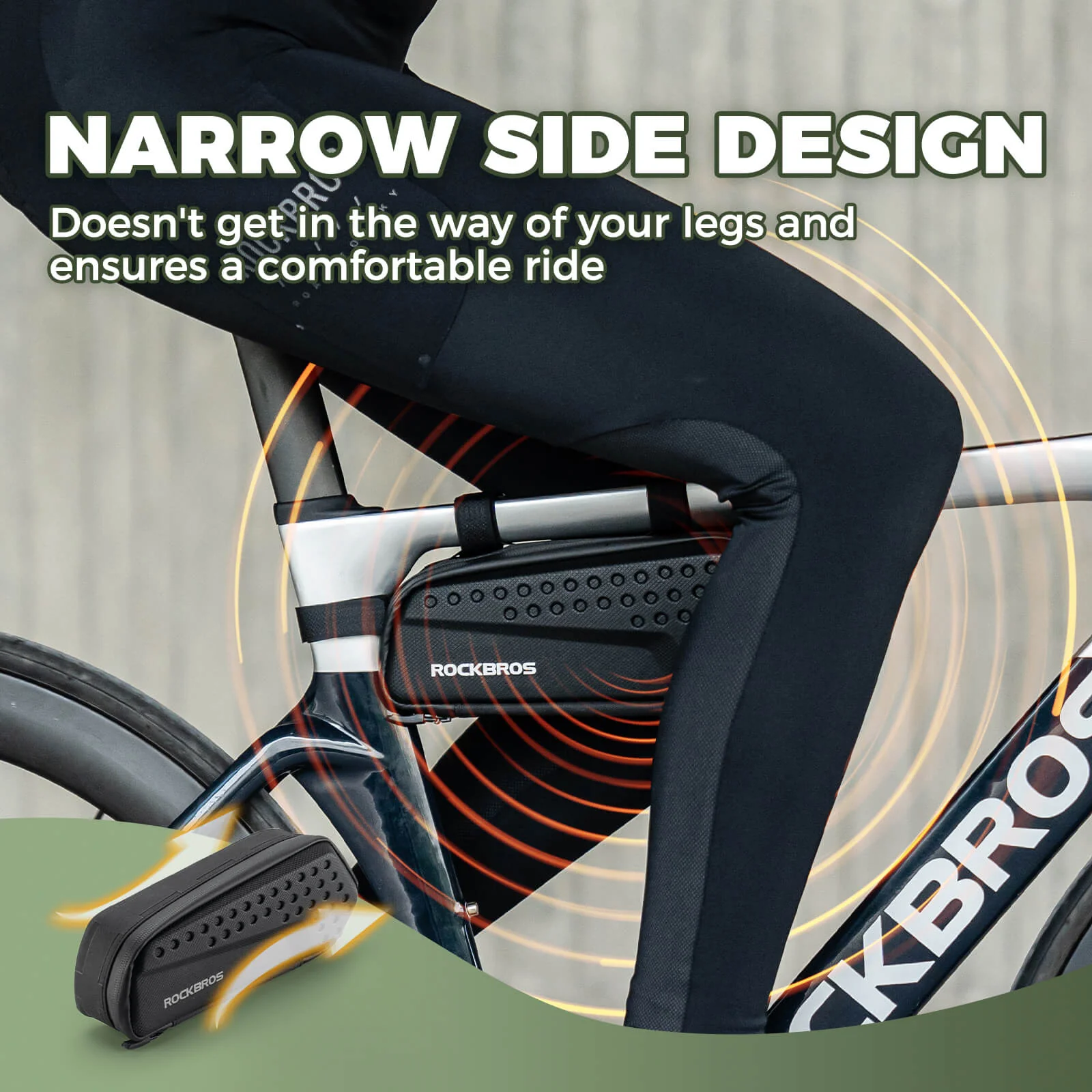 ROCKBROS Hard Shell Bike Frame Bag 1.1L Black - Image 6