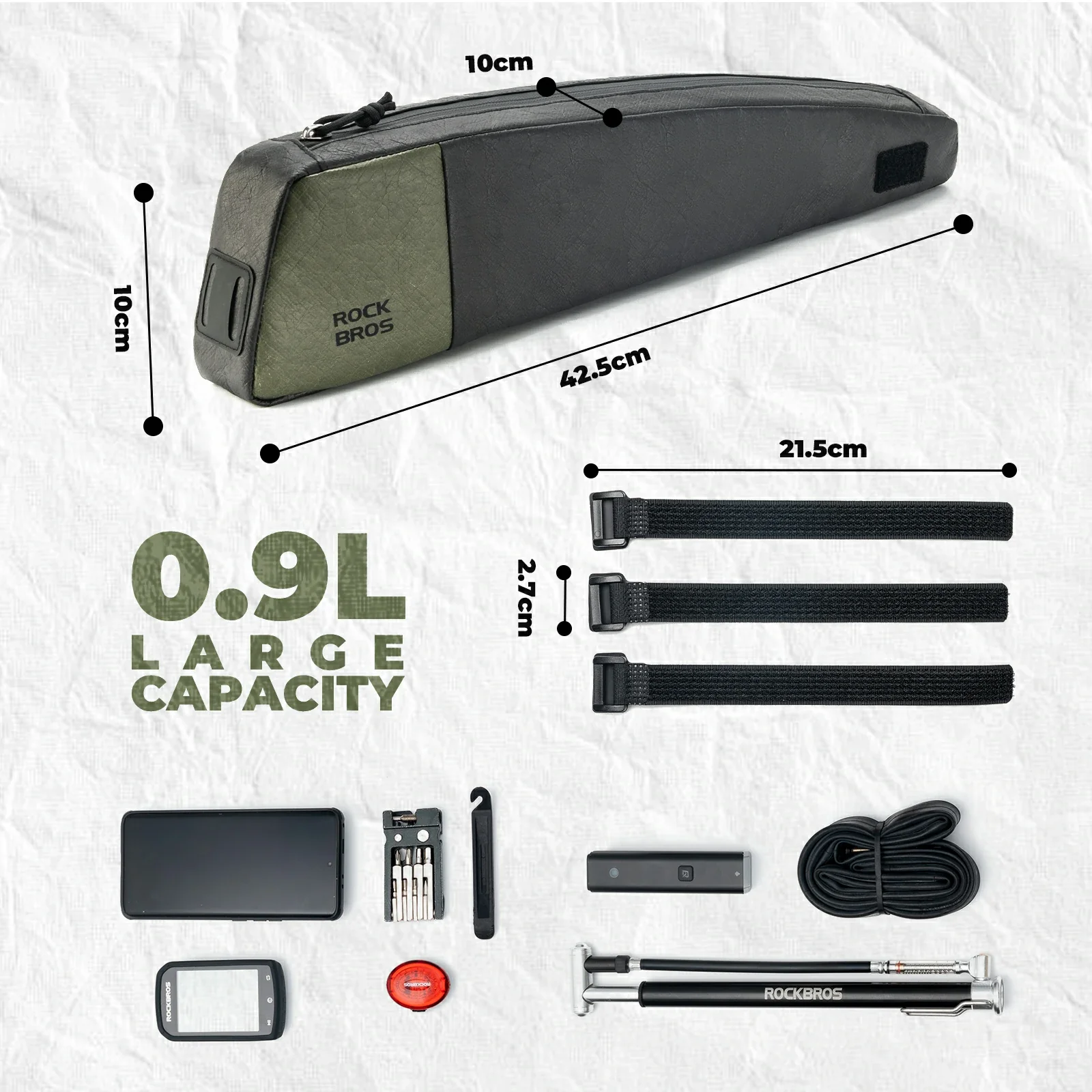 ROCKBROS Bike Frame Bag Extended 0.9L - Image 6