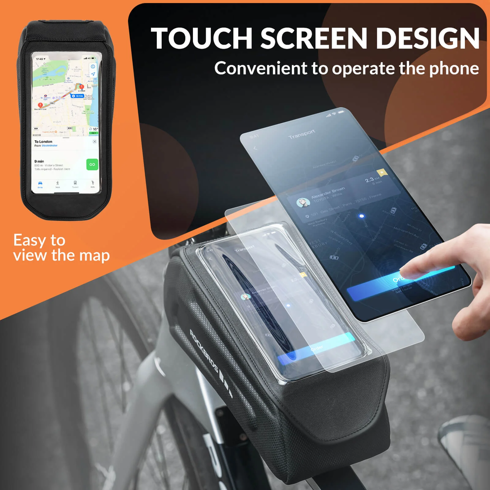 Bike Phone Mount Top Tube Bag 1.7L - Image 9