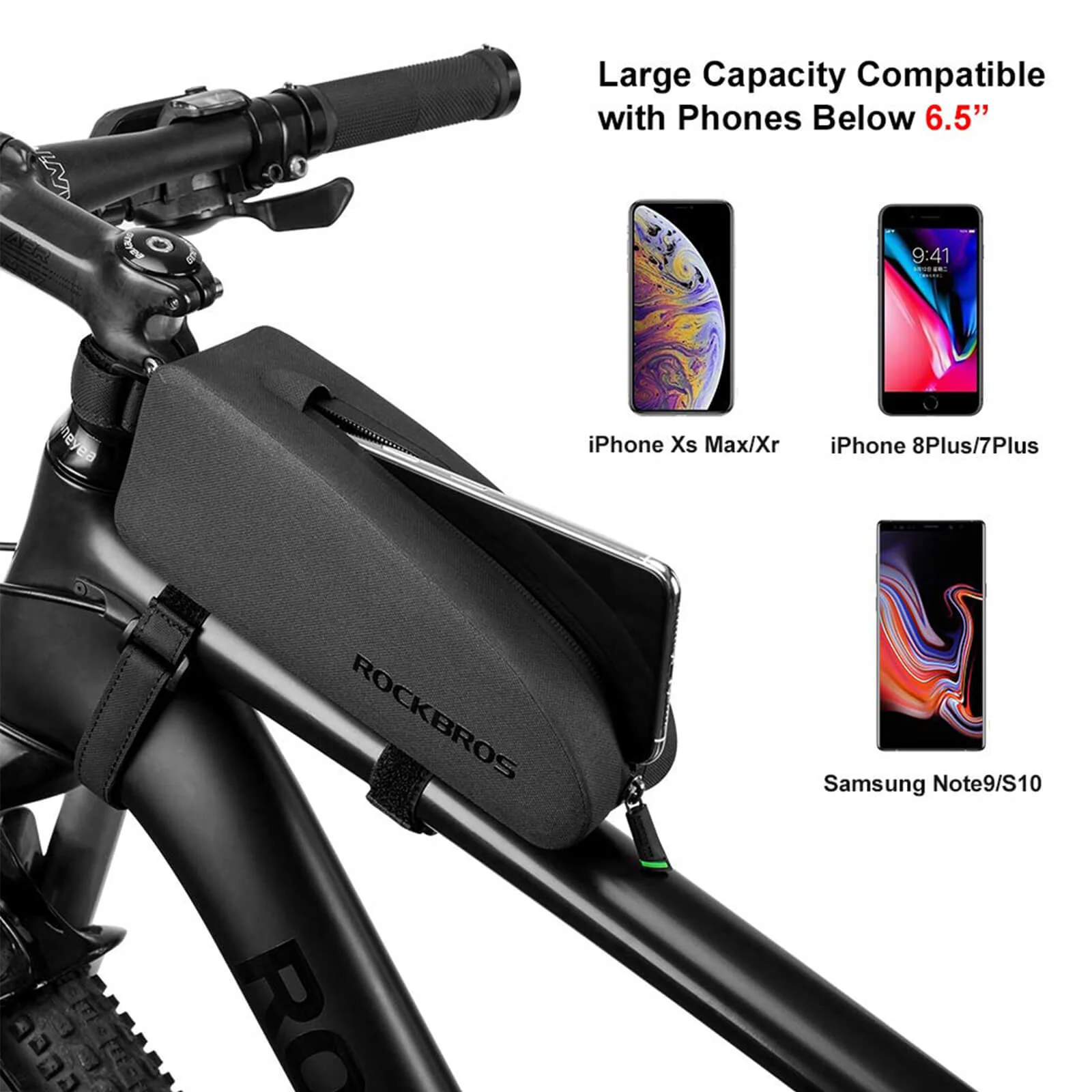 ROCKBROS Bike Frame Bag Waterproof Nylon Top Tube Bag 1L/1.6L - Image 3