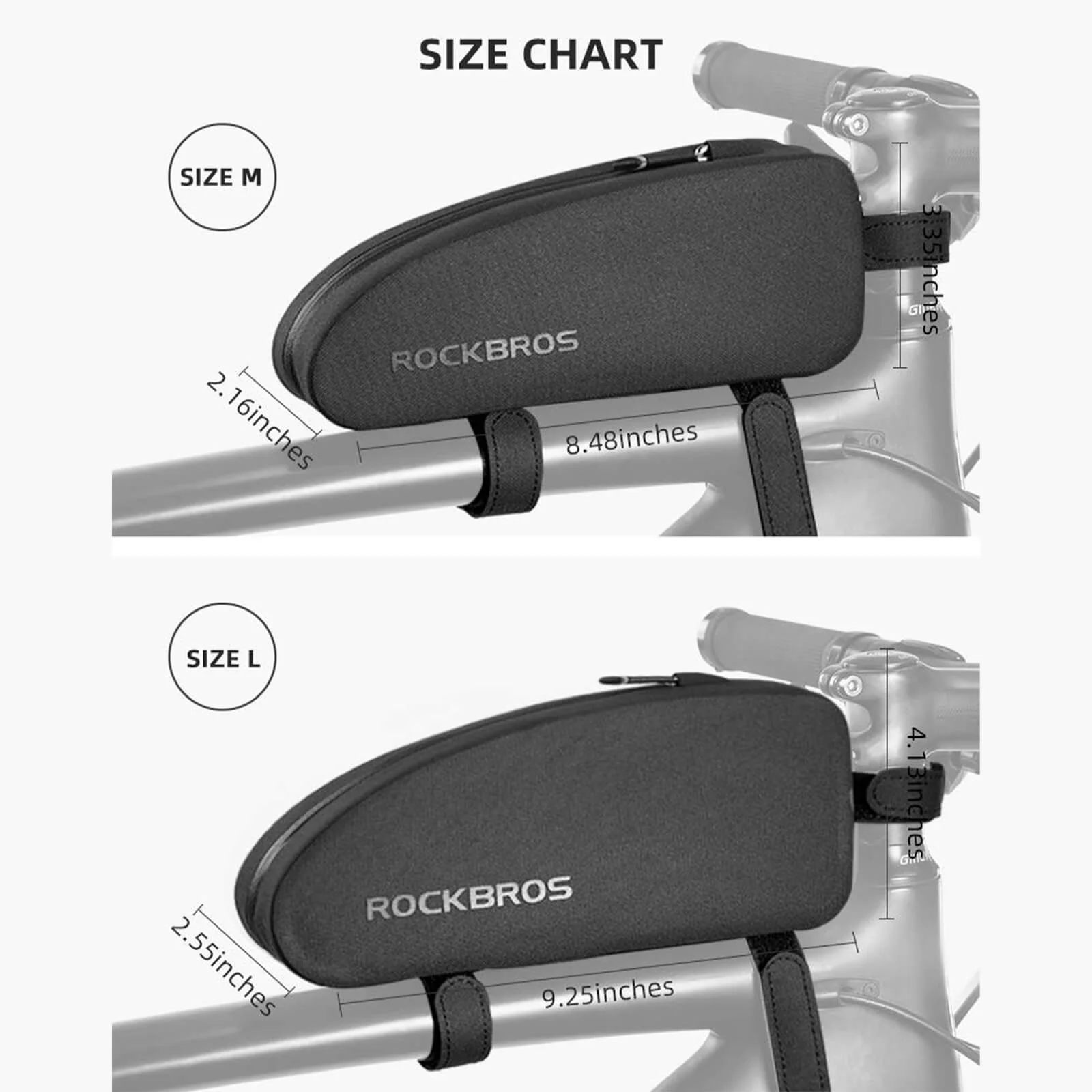 ROCKBROS Bike Frame Bag Waterproof Nylon Top Tube Bag 1L/1.6L - Image 4
