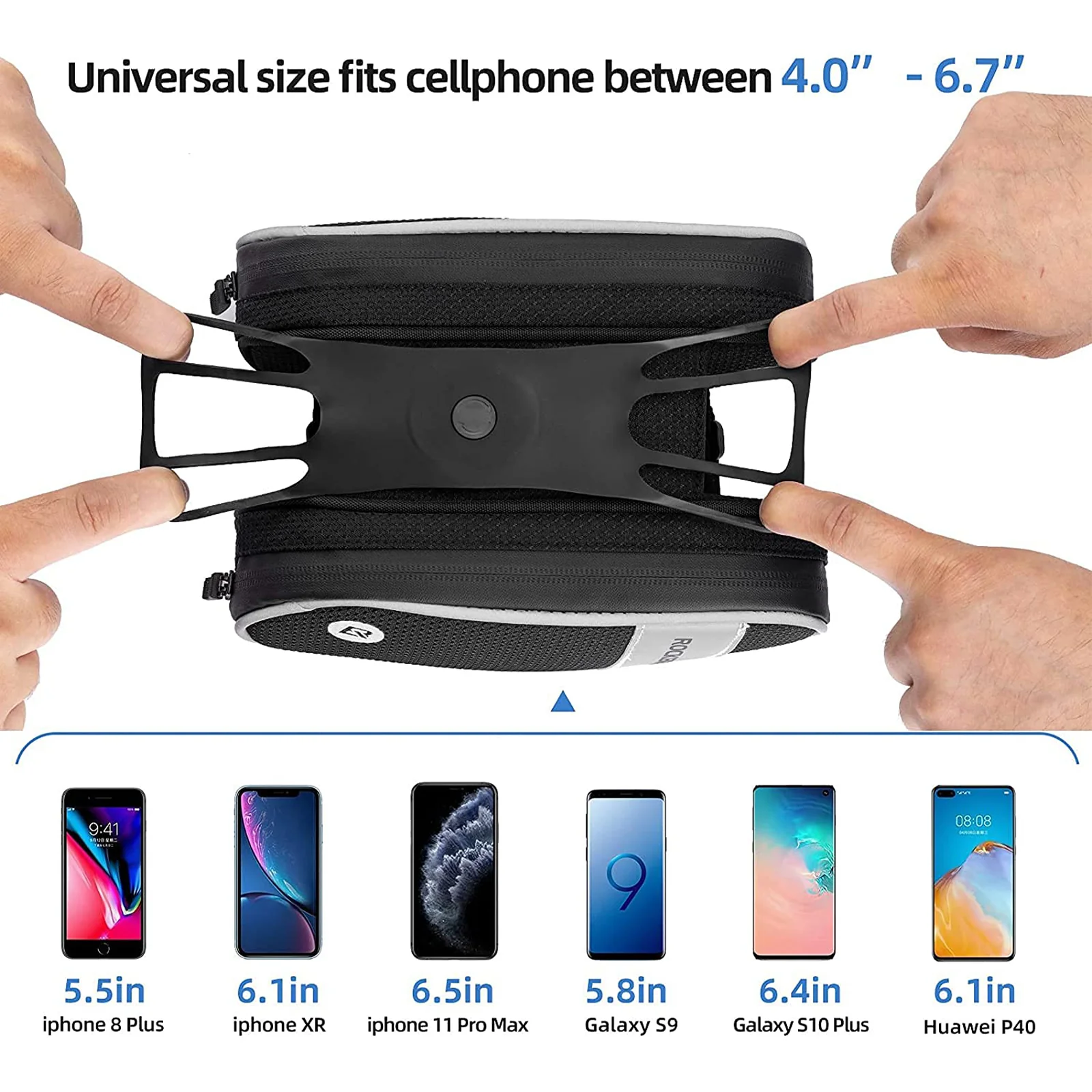 ROCKBROS Bike Frame Bag with 360° Rotation Phone Holder with Rain Cover - Image 2