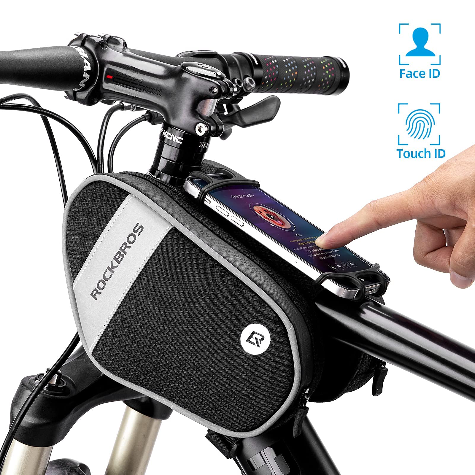ROCKBROS Bike Frame Bag with 360° Rotation Phone Holder with Rain Cover - Image 4