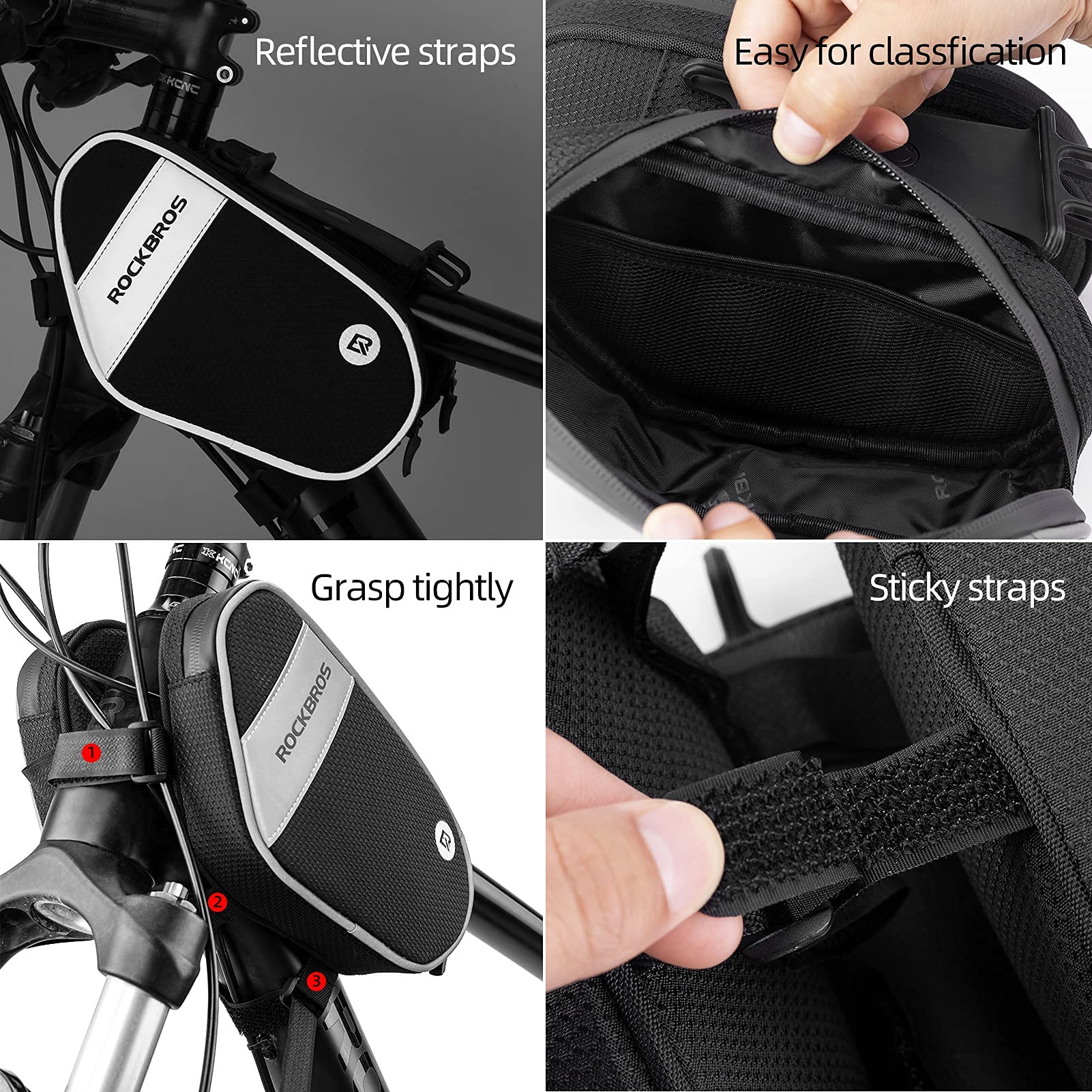 ROCKBROS Bike Frame Bag with 360° Rotation Phone Holder with Rain Cover - Image 6