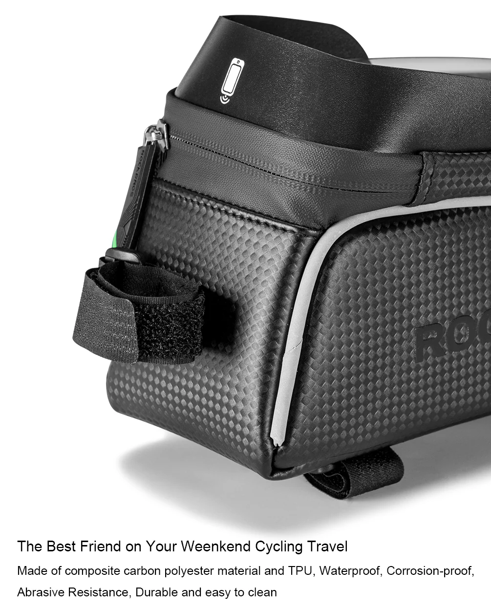 ROCKBROS Bike Frame Bag with Phone Holder Waterproof Touch Screen Pouch - Image 3