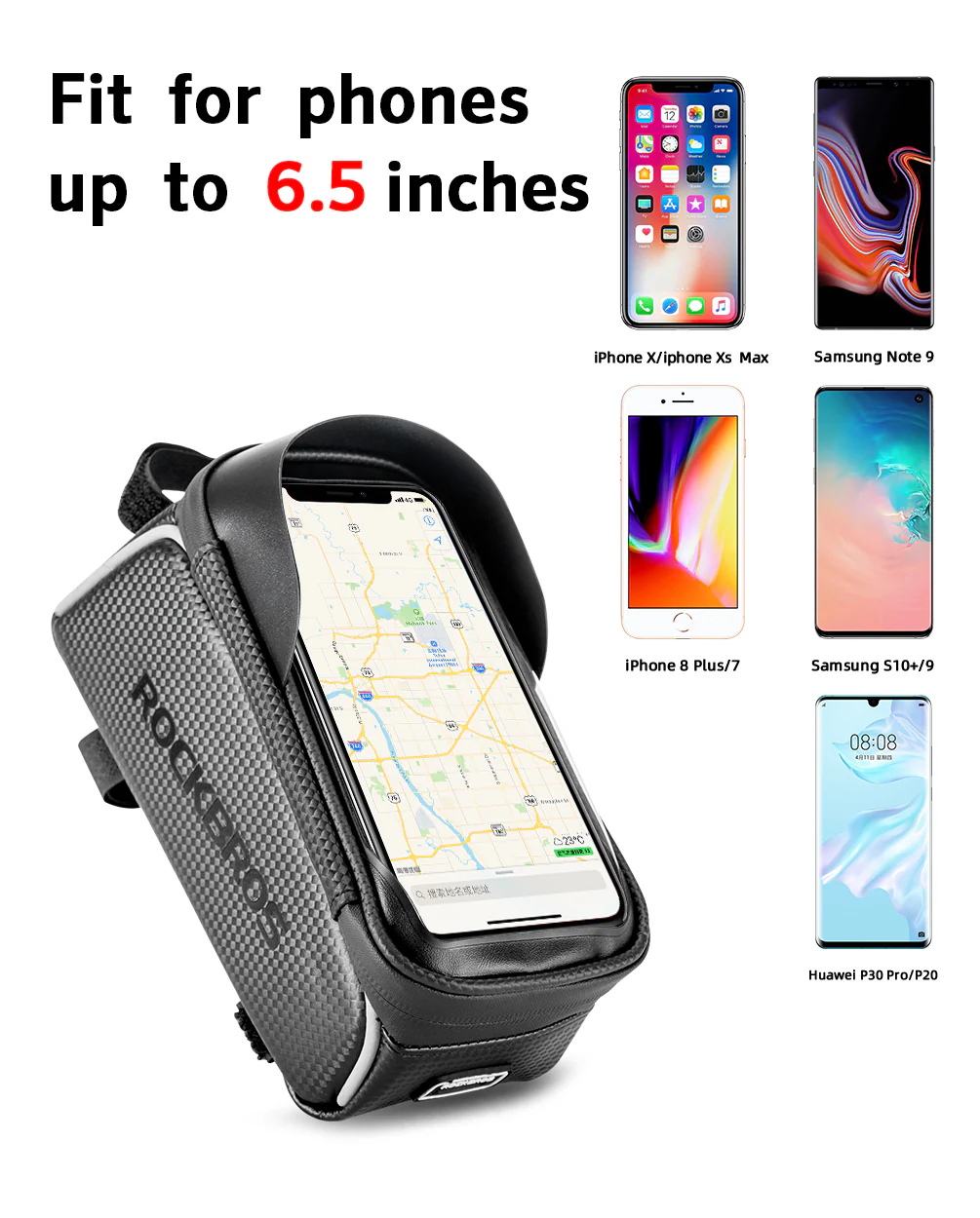 ROCKBROS Bike Frame Bag with Phone Holder Waterproof Touch Screen Pouch - Image 4