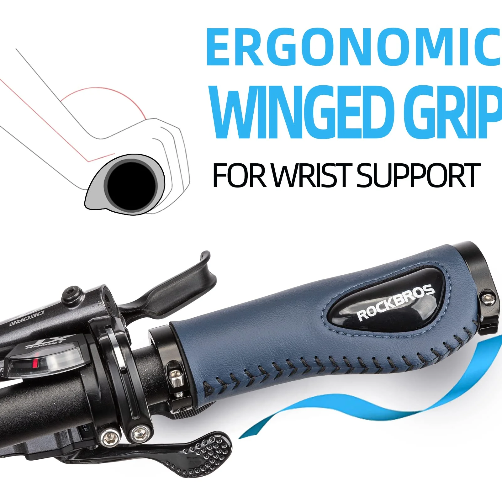 ROCKBROS Bike Handle Grips Ergonomics Design Soft Gel Lock-On Grips - Image 14