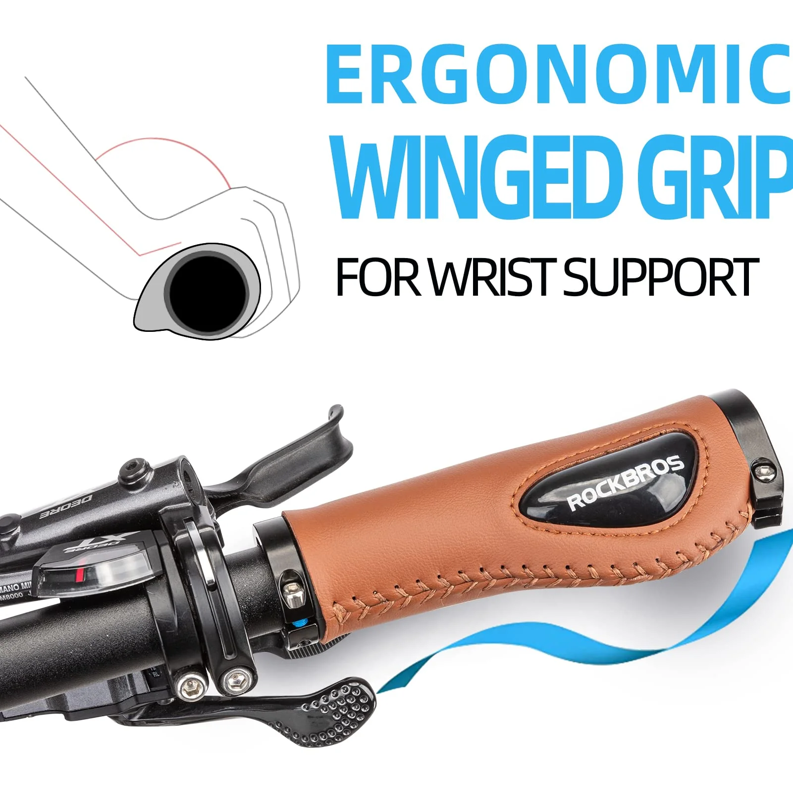 ROCKBROS Bike Handle Grips Ergonomics Design Soft Gel Lock-On Grips - Image 20