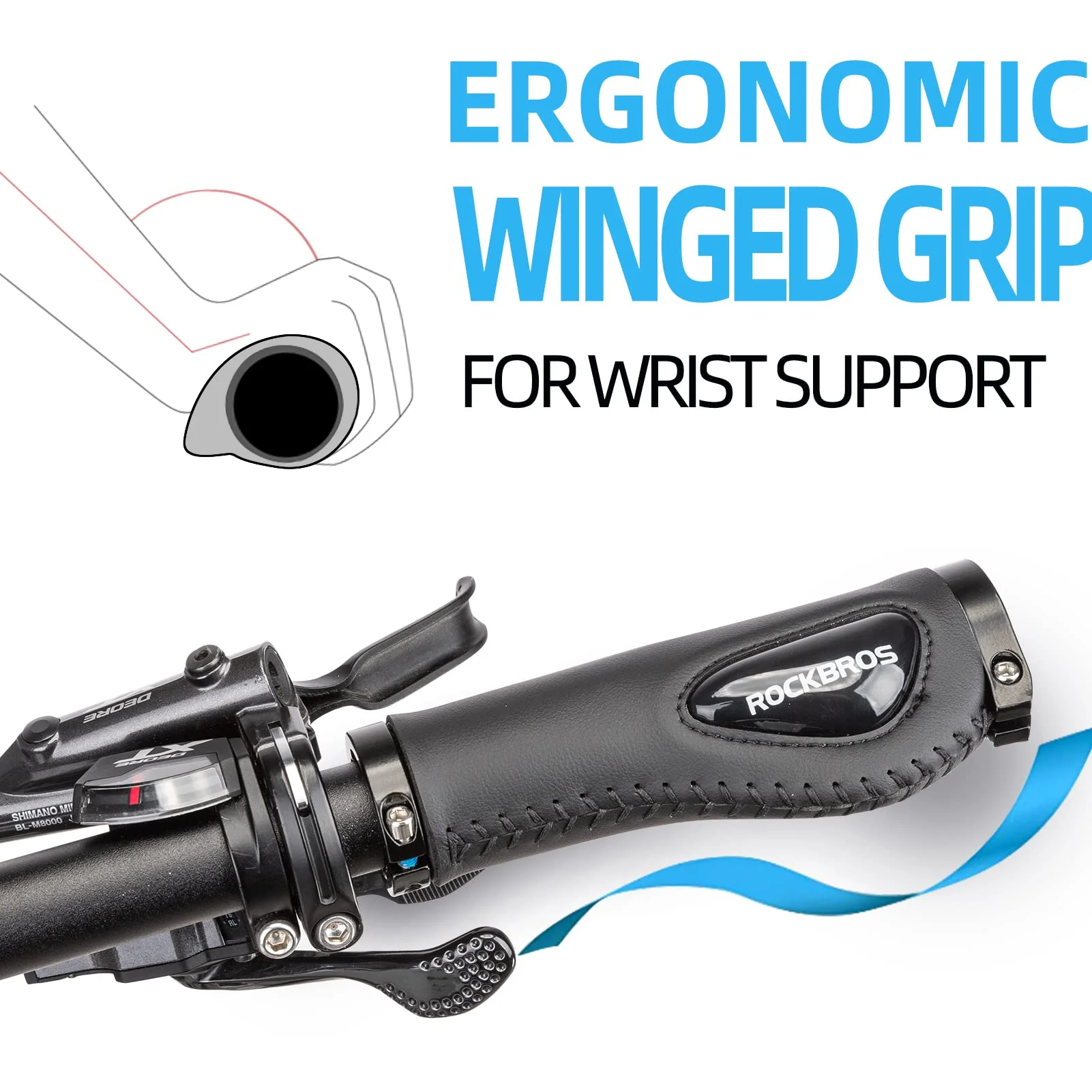 ROCKBROS Bike Handle Grips Ergonomics Design Soft Gel Lock-On Grips - Image 8