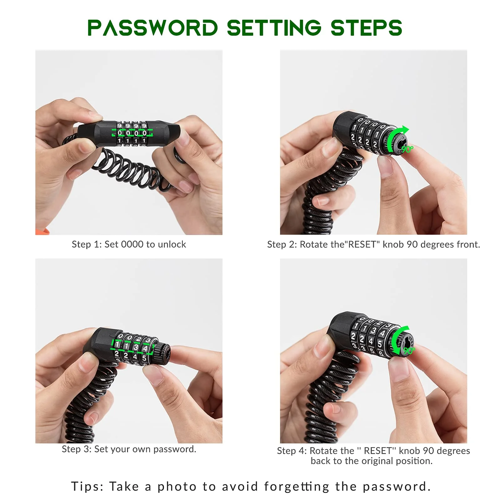 ROCKBROS Bike Helmet Lock Mini Cable Lock 1.5m Bicycle Security Password - Image 3