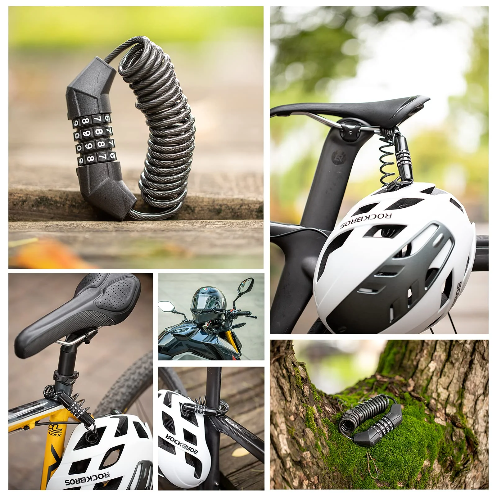 ROCKBROS Bike Helmet Lock Mini Cable Lock 1.5m Bicycle Security Password - Image 6