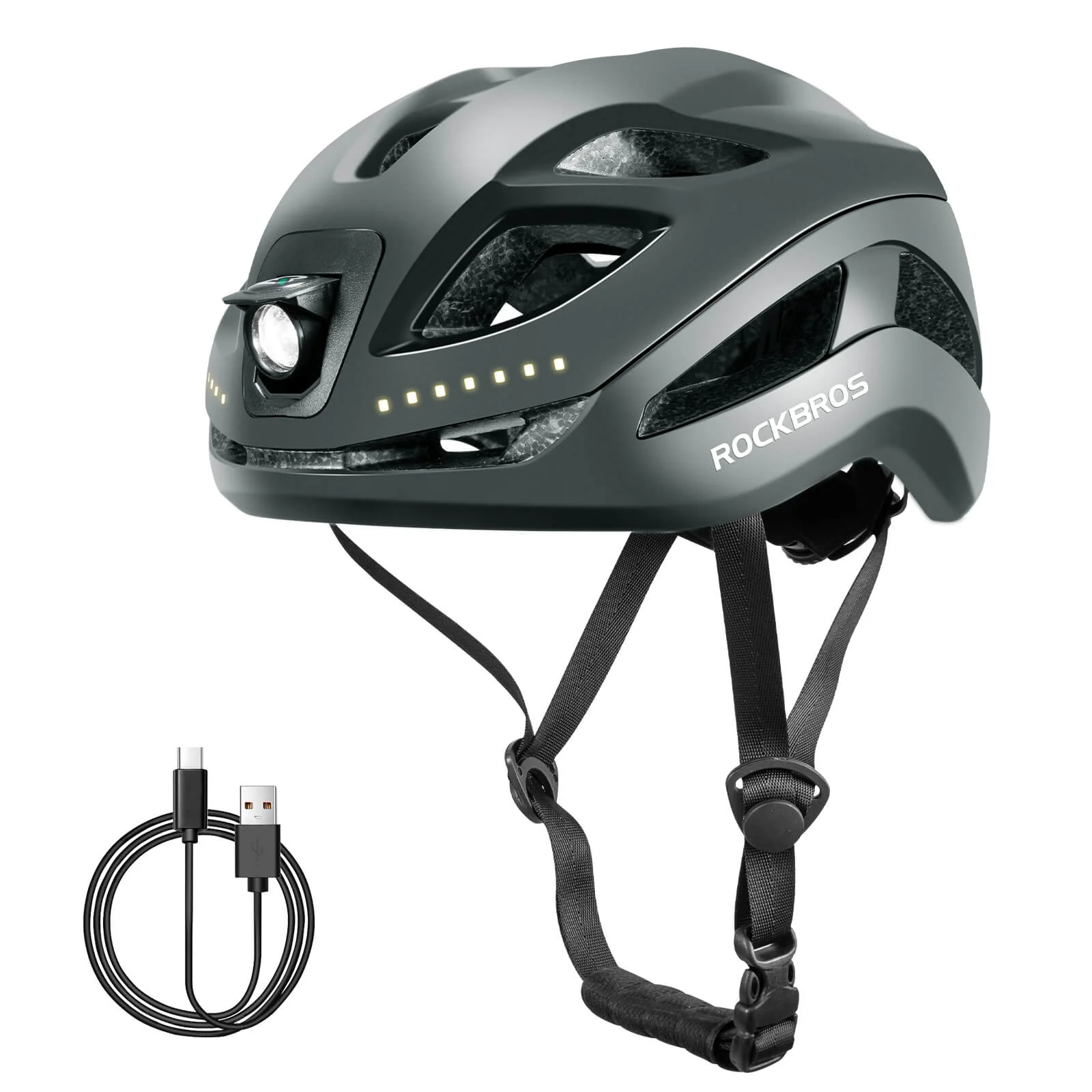 ROCKBROS Bike Helmet with Light USB Rechargeable Cycling Helmet Adjustable - Image 15