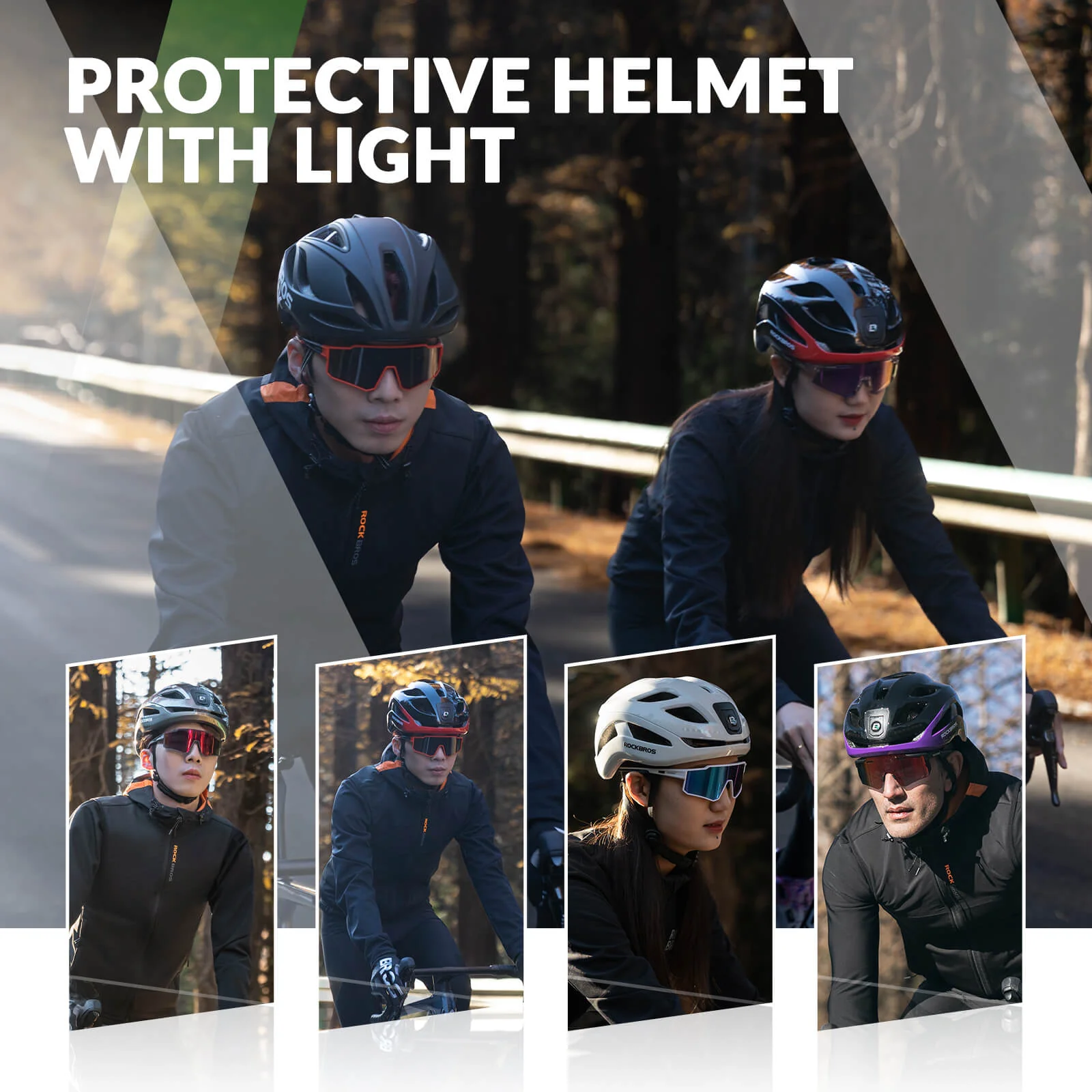 ROCKBROS Bike Helmet with Light USB Rechargeable Cycling Helmet Adjustable - Image 21