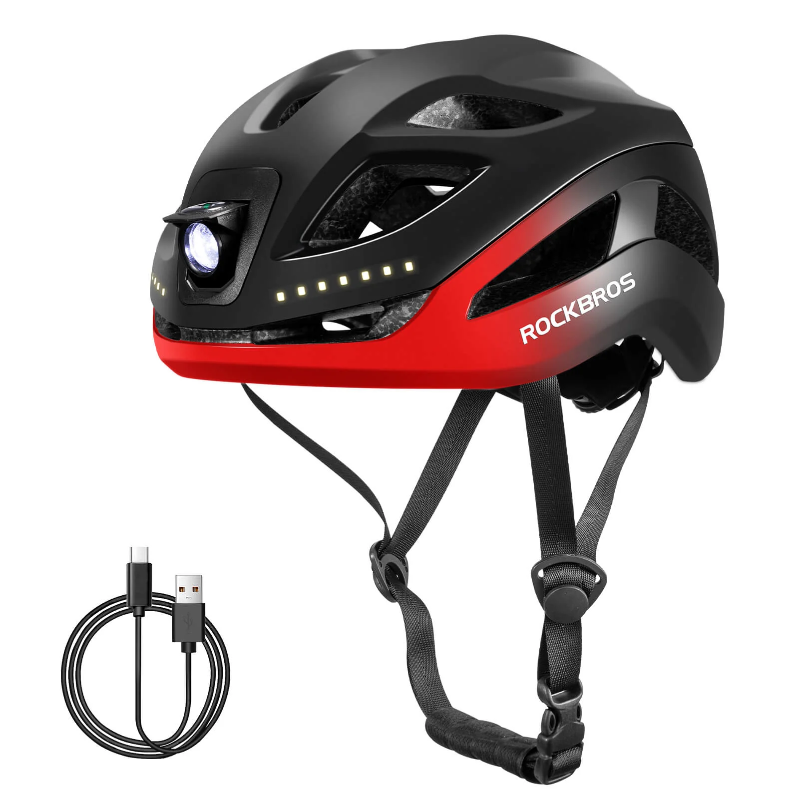 ROCKBROS Bike Helmet with Light USB Rechargeable Cycling Helmet Adjustable - Image 22