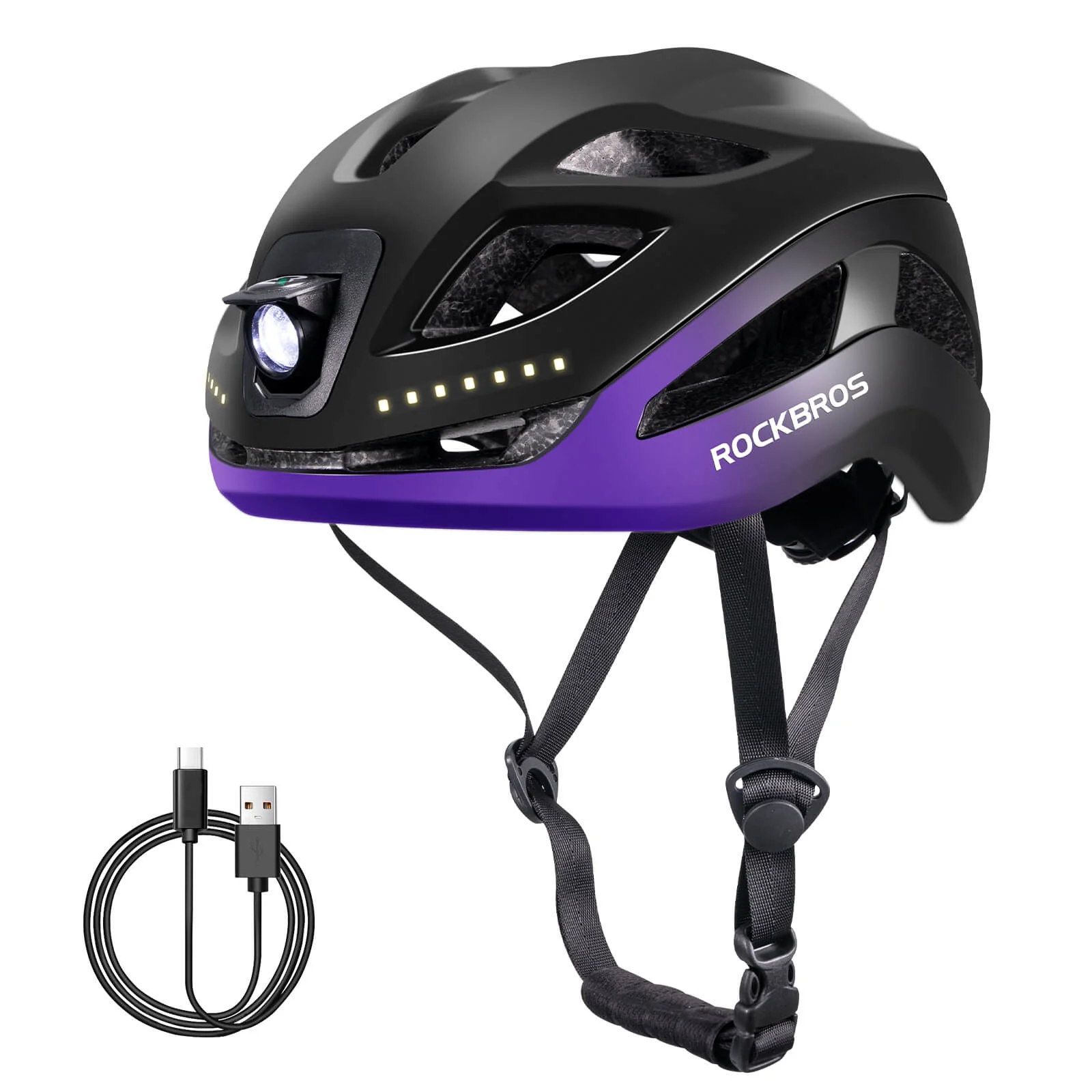 ROCKBROS Bike Helmet with Light USB Rechargeable Cycling Helmet Adjustable - Image 29