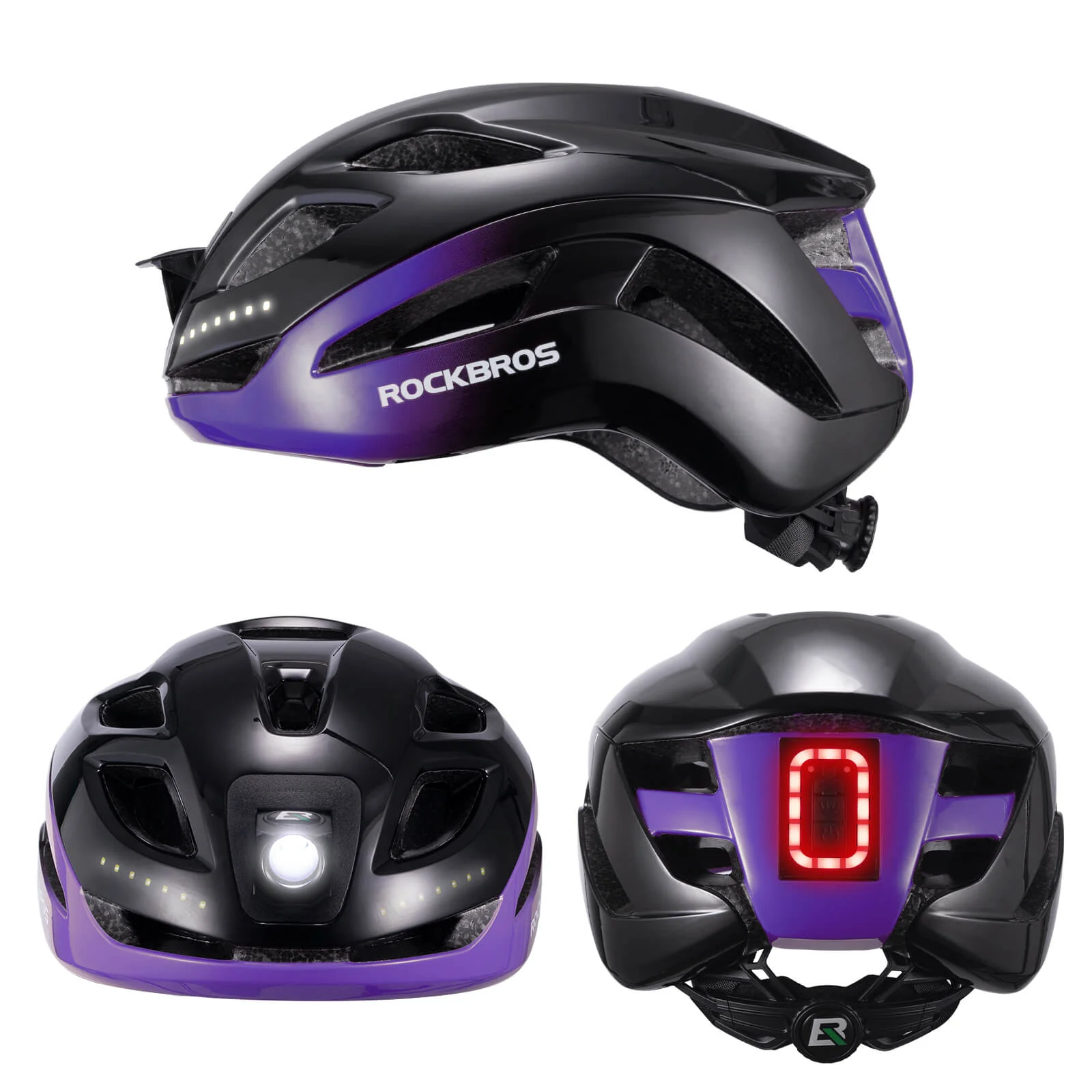 ROCKBROS Bike Helmet with Light USB Rechargeable Cycling Helmet Adjustable - Image 30