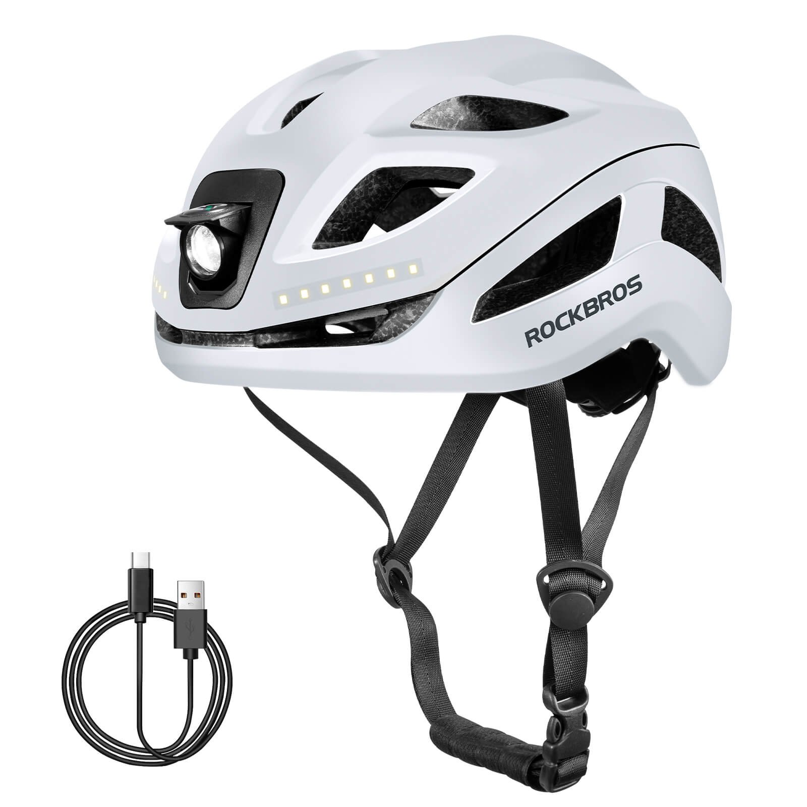 ROCKBROS Bike Helmet with Light USB Rechargeable Cycling Helmet Adjustable - Image 8