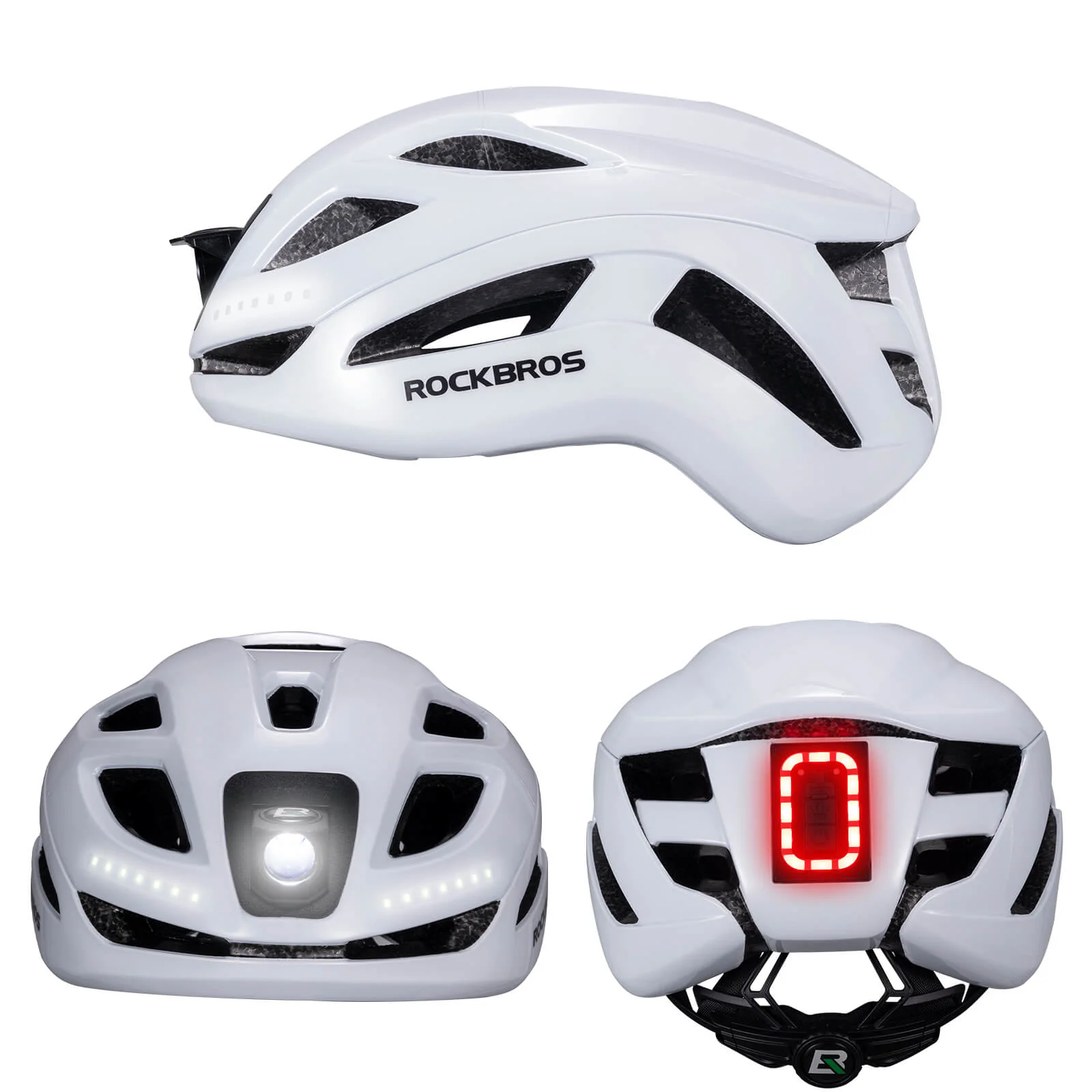 ROCKBROS Bike Helmet with Light USB Rechargeable Cycling Helmet Adjustable - Image 9