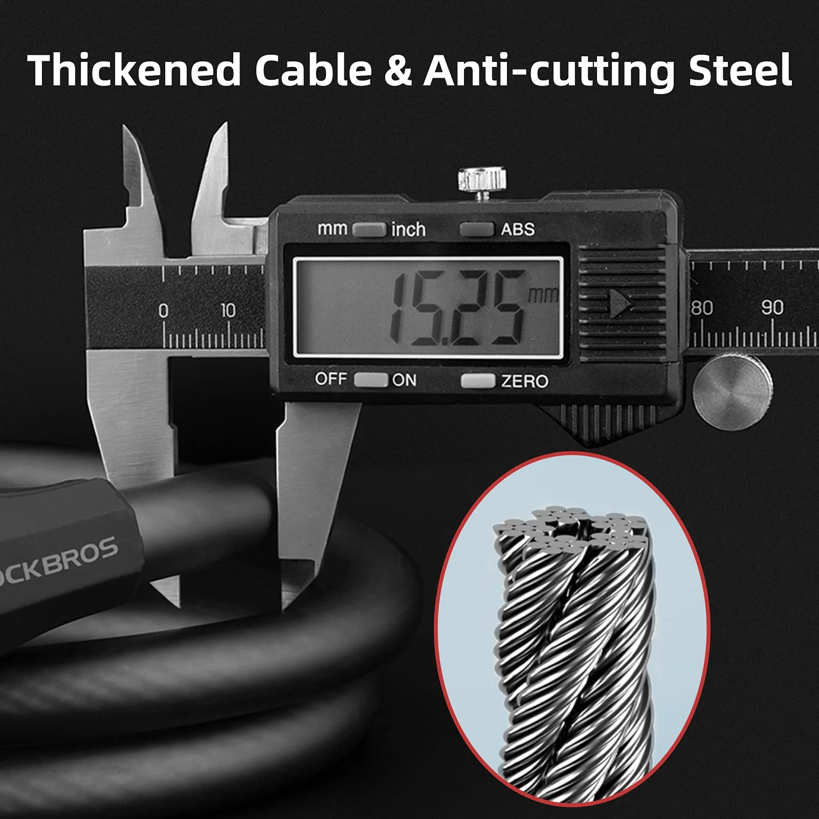 ROCKBROS Bike Lock High Security Combination Cable Lock with 5-Digits Codes - Image 3