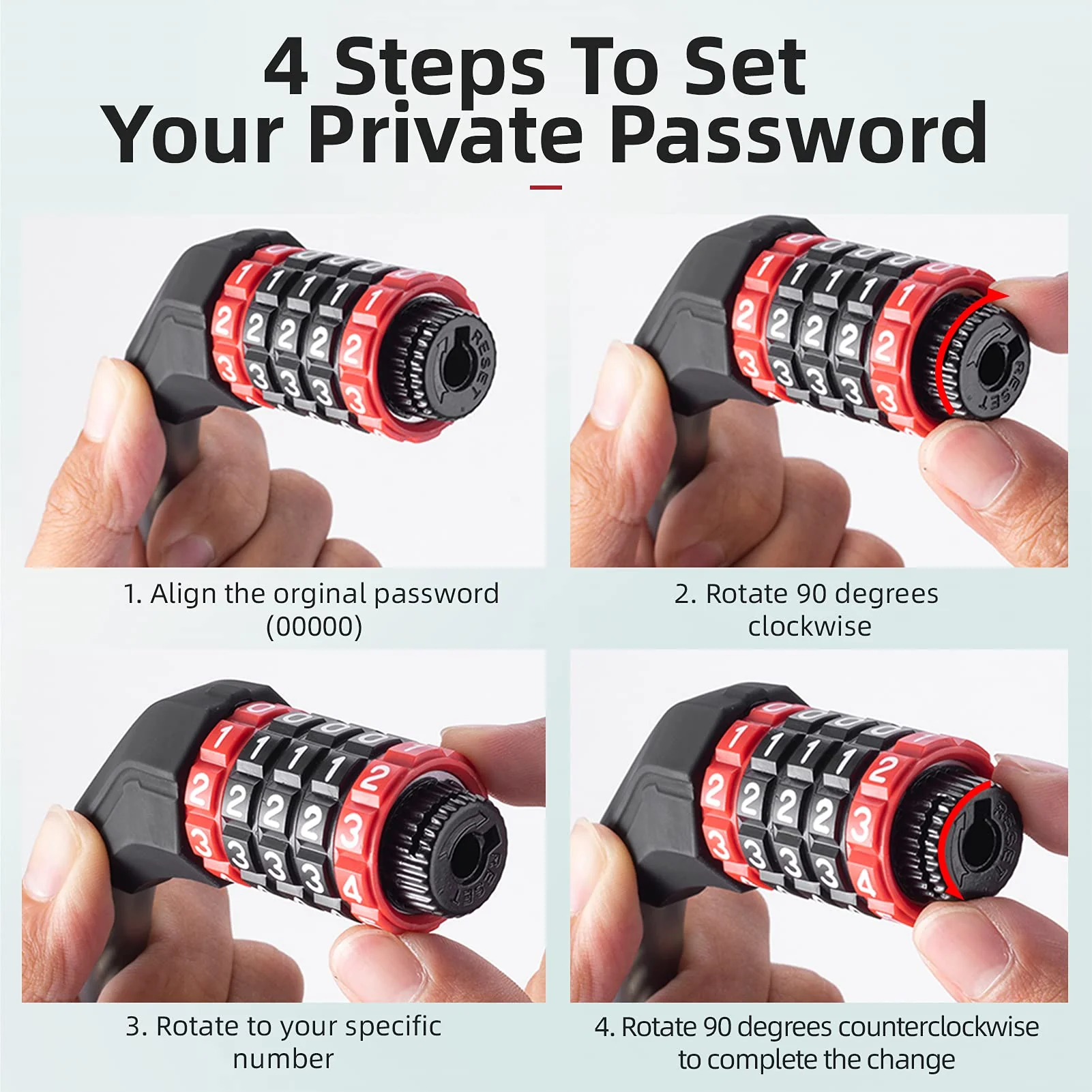 ROCKBROS Bike Lock High Security Combination Cable Lock with 5-Digits Codes - Image 6