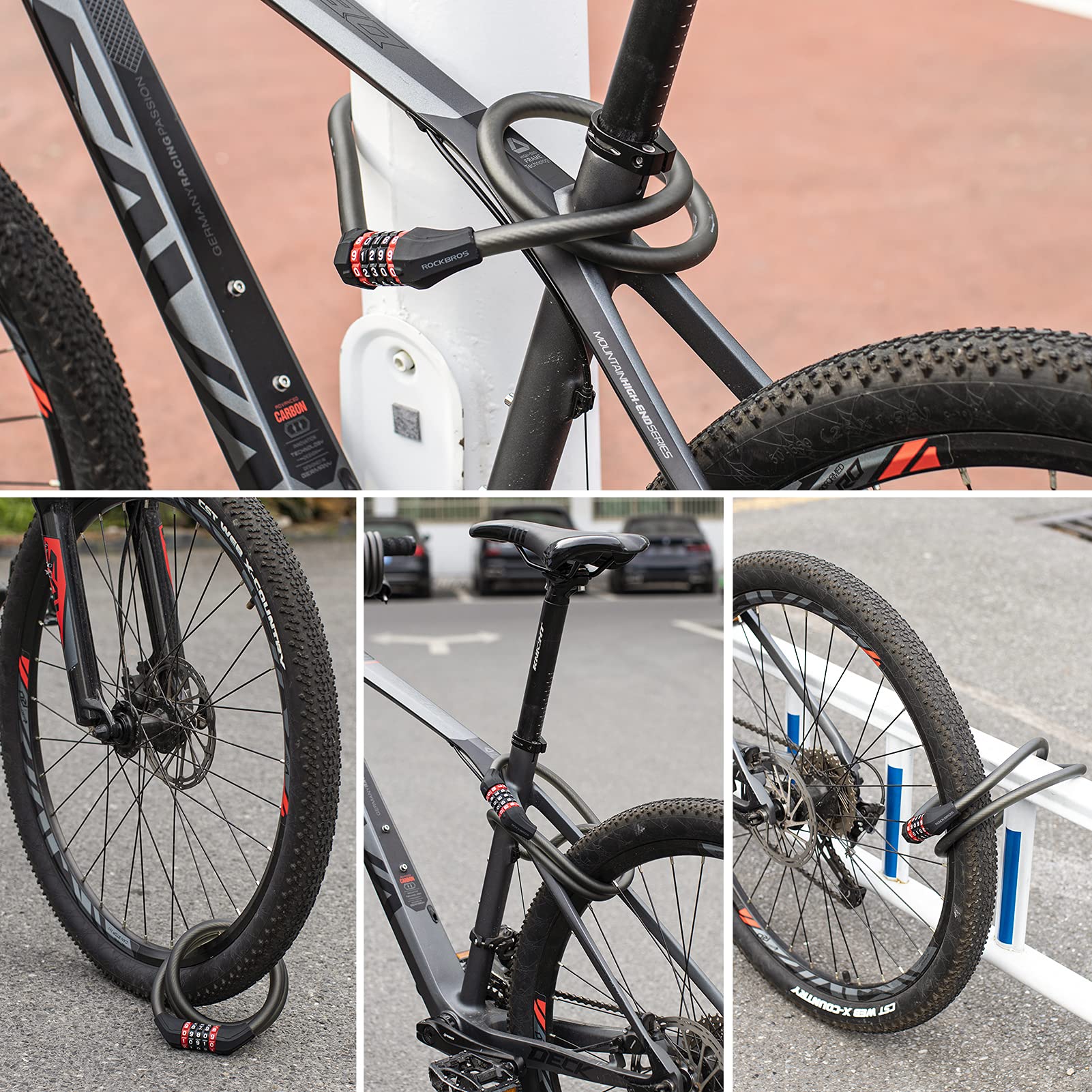 ROCKBROS Bike Lock High Security Combination Cable Lock with 5-Digits Codes - Image 7