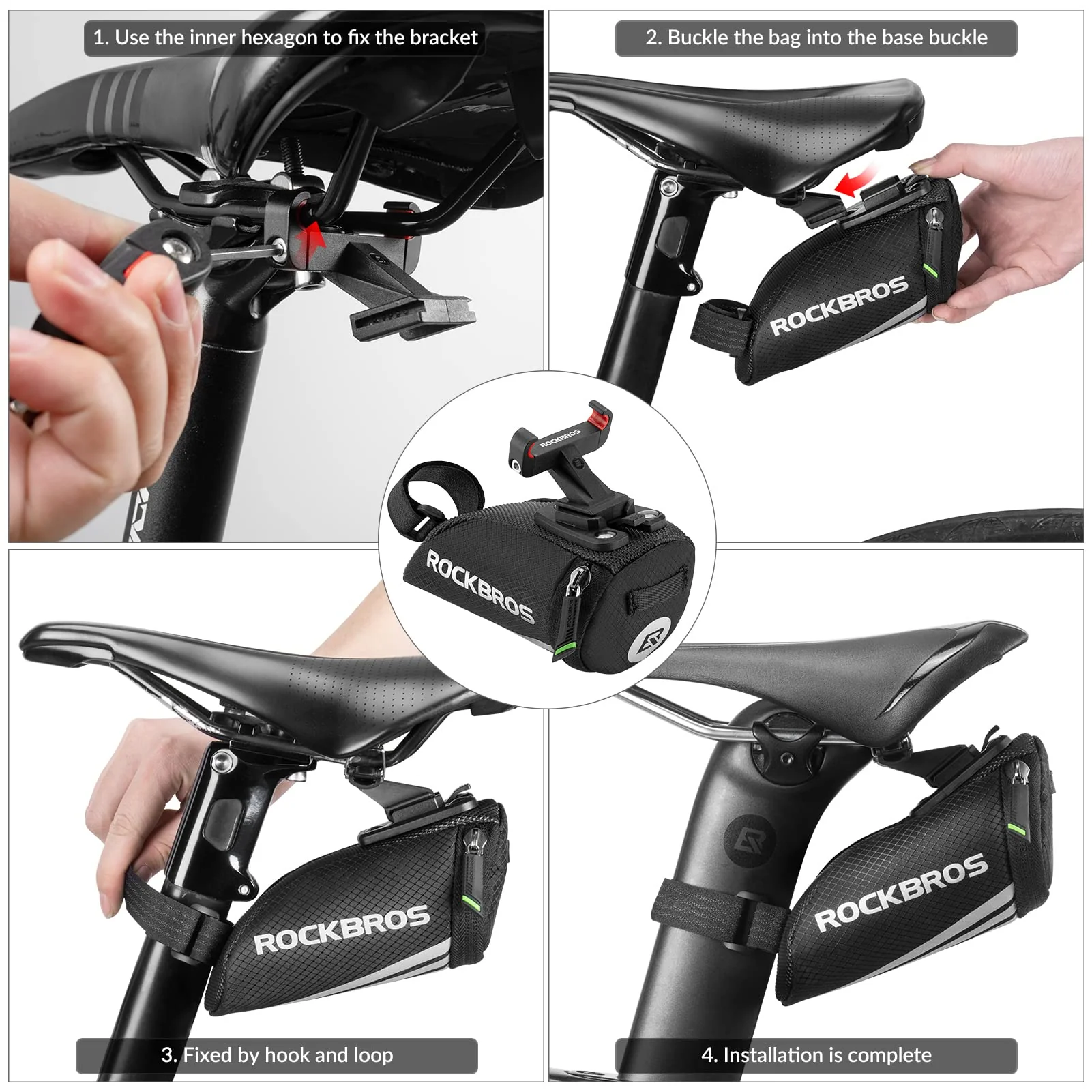 ROCKBROS Bike Mini Saddle Bag Quick Release Under Seat Pouch - Image 11